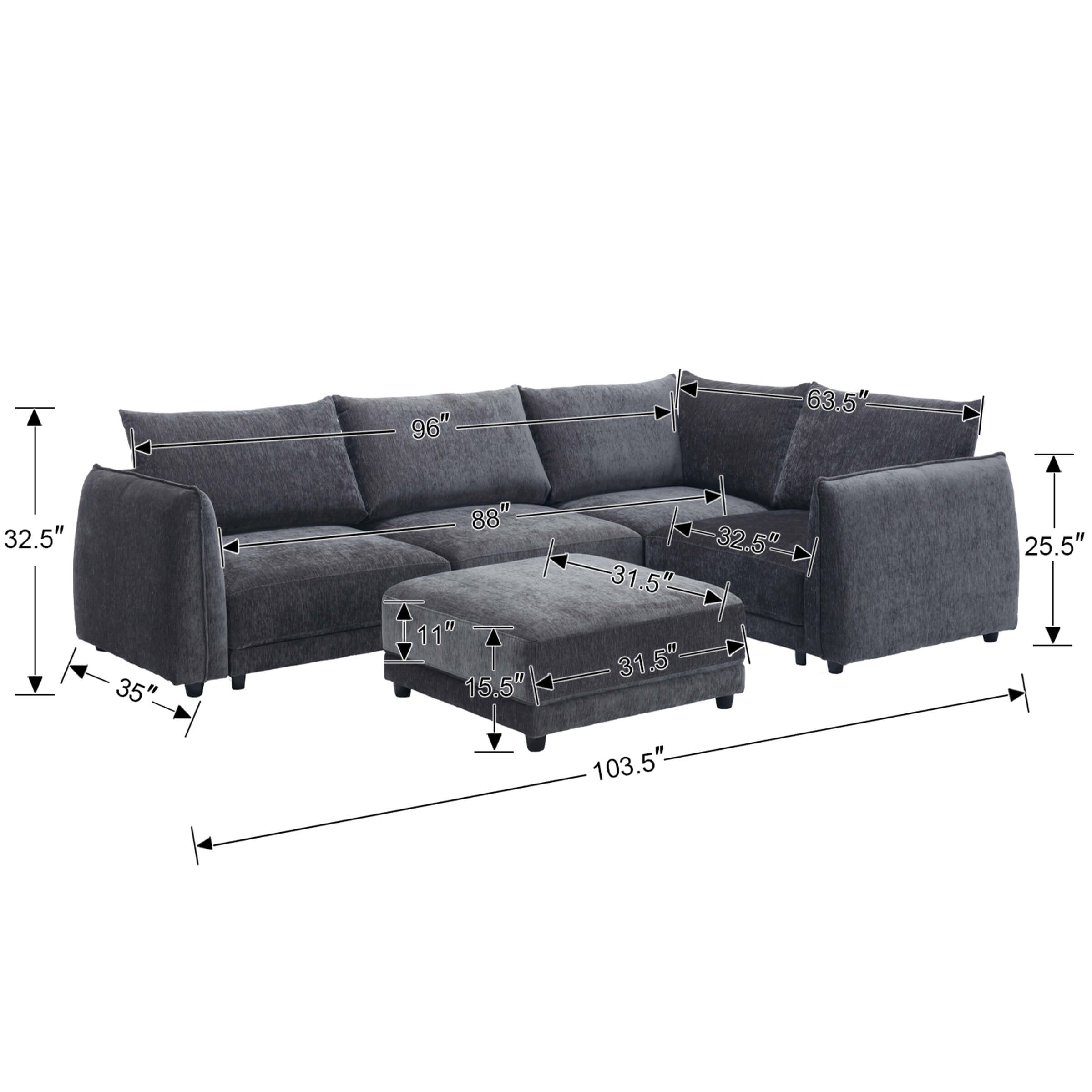 EALSON Oversized Cloud Modular Sectional Sofa - 1020SF