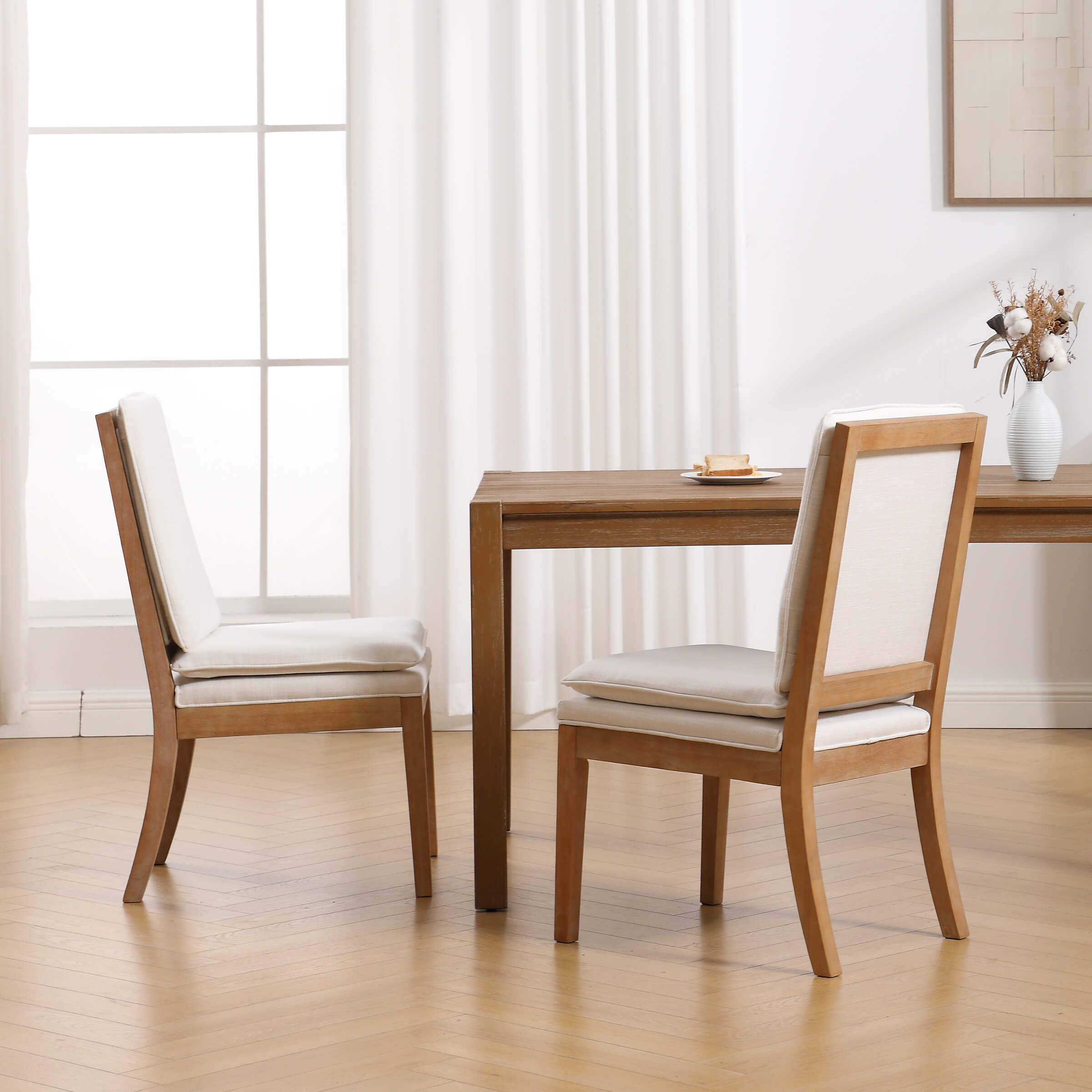CIMOTA Removable Double Cushion Dining Chairs Set of 2 - 10043