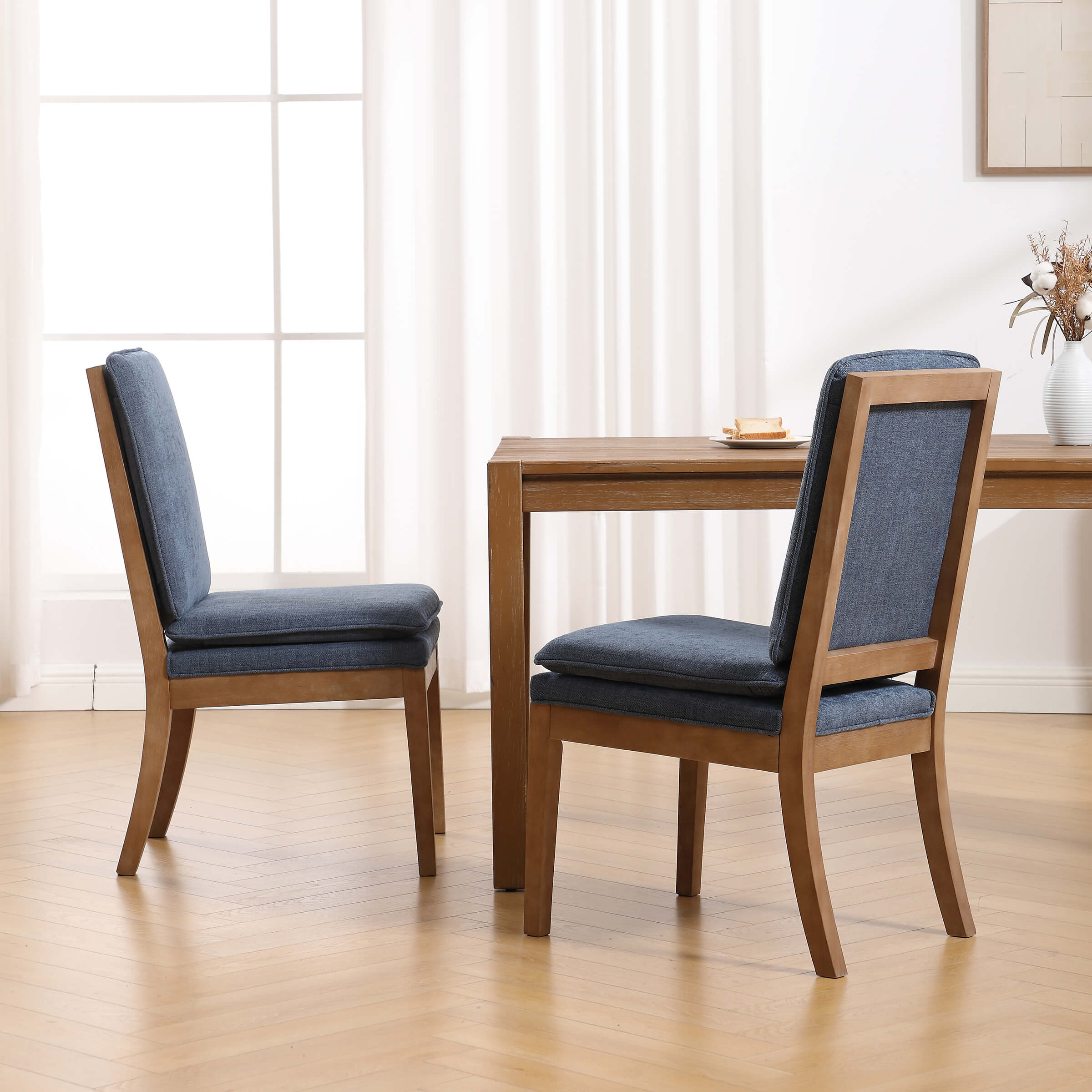 CIMOTA Removable Double Cushion Dining Chairs Set of 2 - 10043