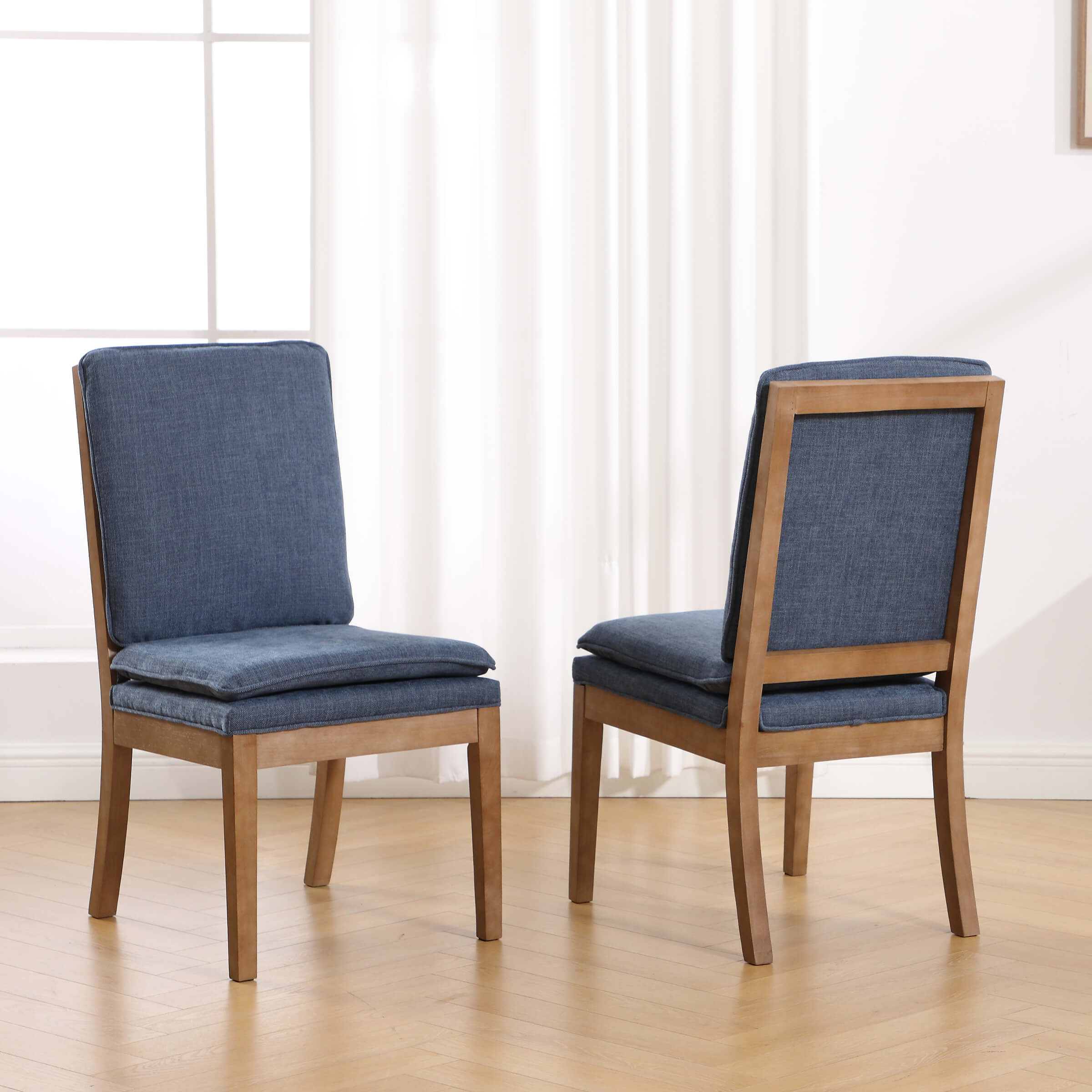 CIMOTA Removable Double Cushion Dining Chairs Set of 2 - 10043