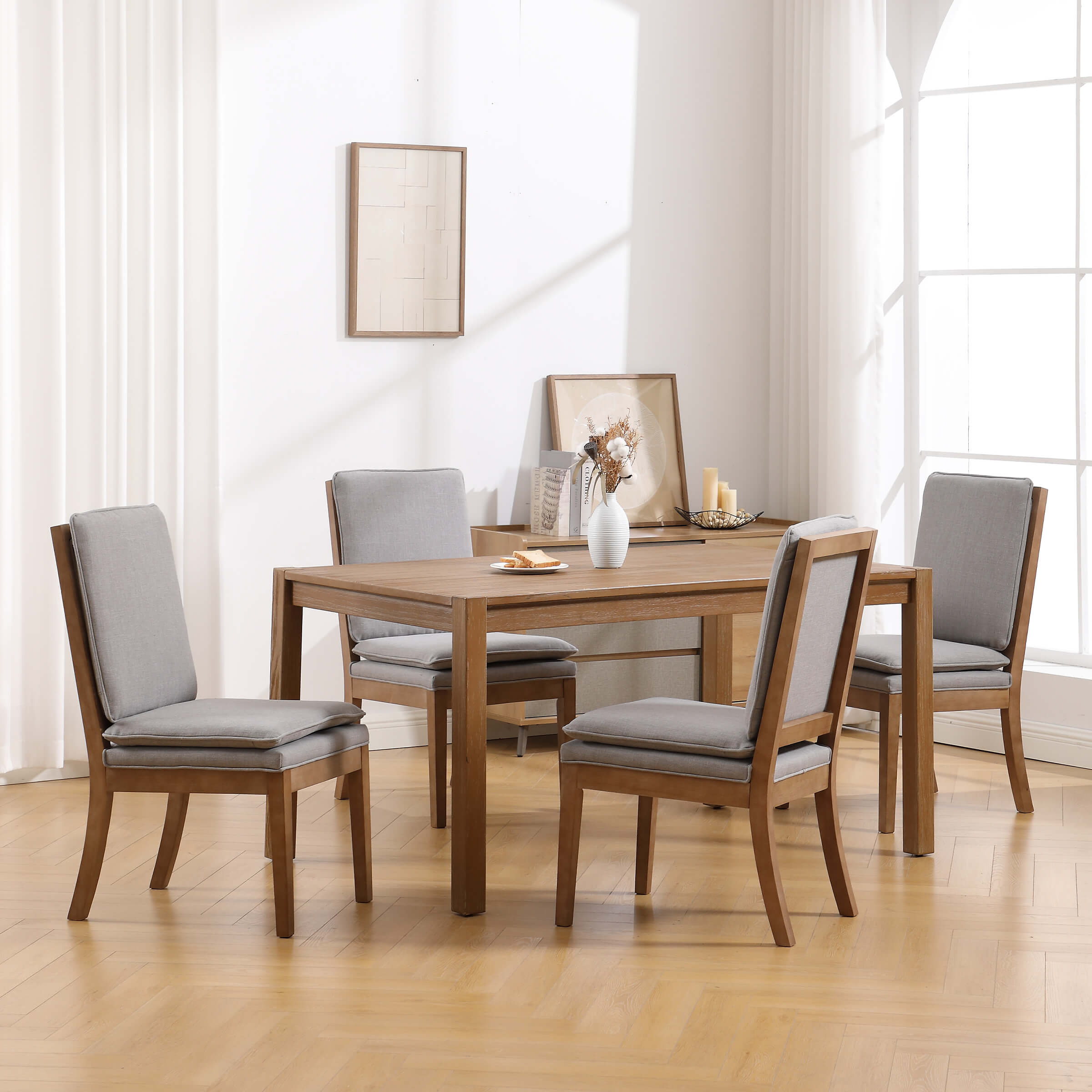CIMOTA Removable Double Cushion Dining Chairs Set of 2 - 10043