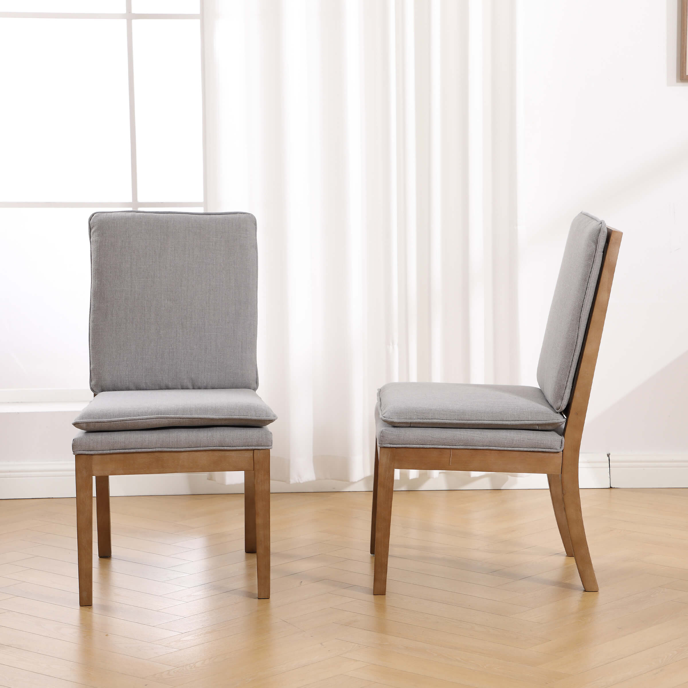CIMOTA Removable Double Cushion Dining Chairs Set of 2 - 10043