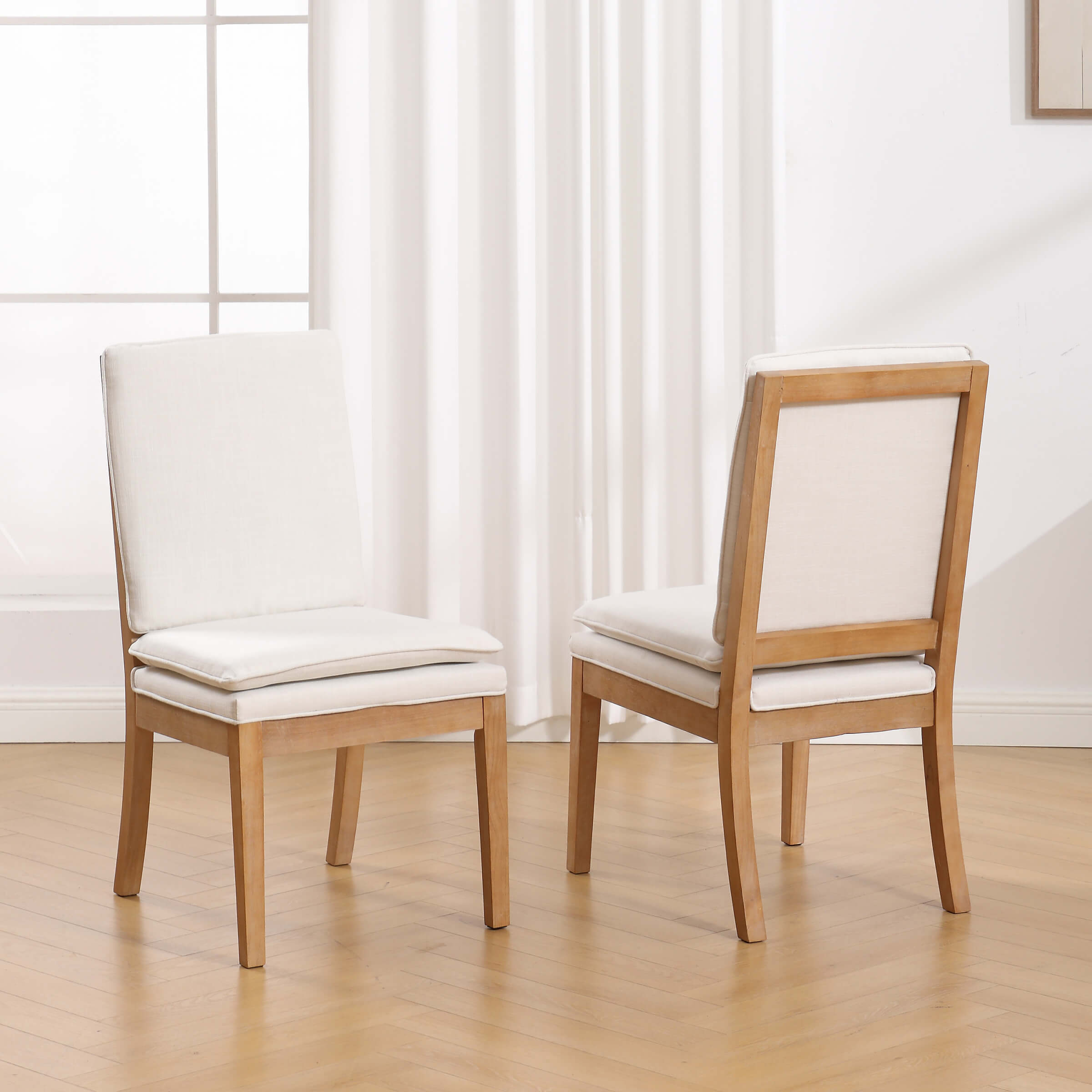 CIMOTA Removable Double Cushion Dining Chairs Set of 2 - 10043