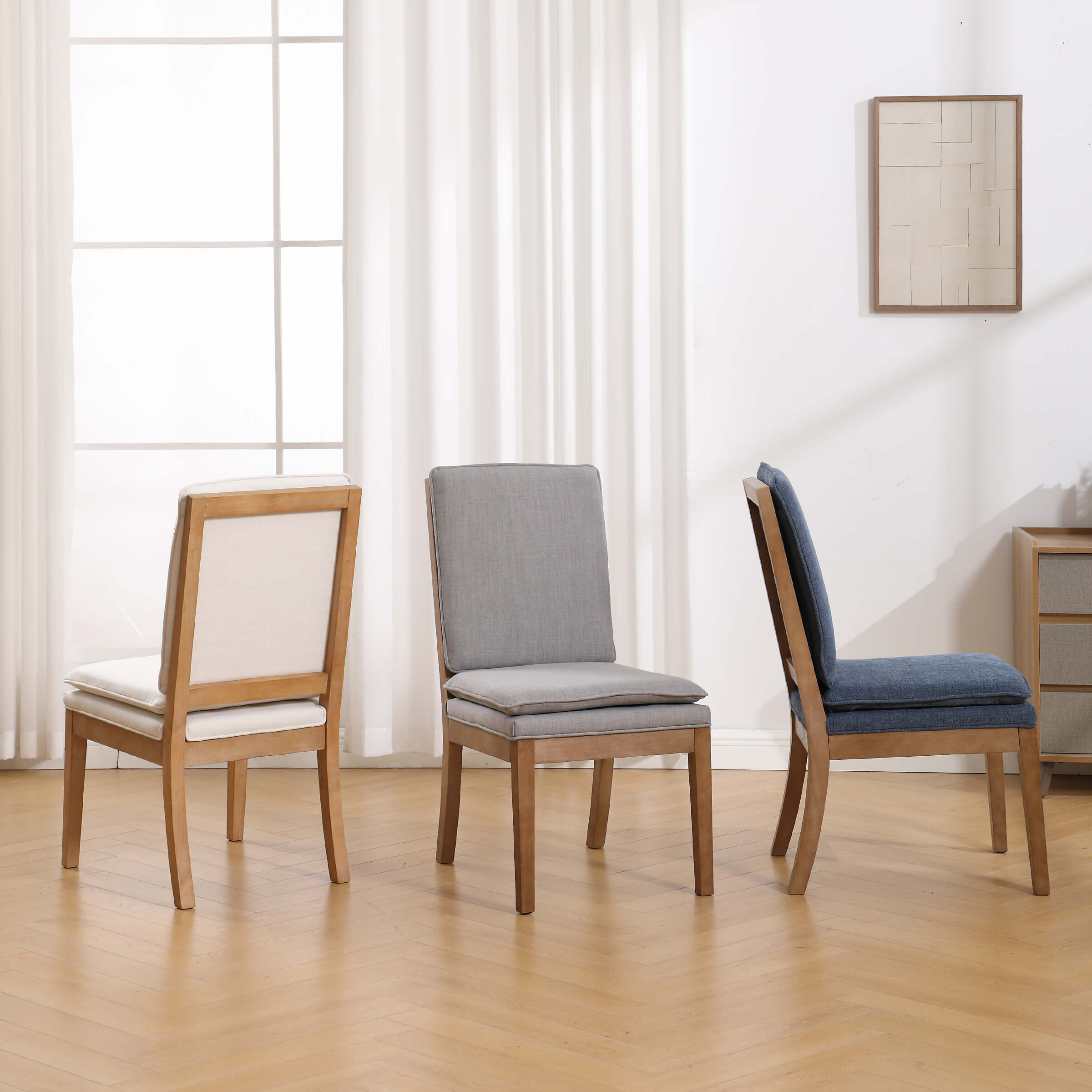 CIMOTA Removable Double Cushion Dining Chairs Set of 2 - 10043