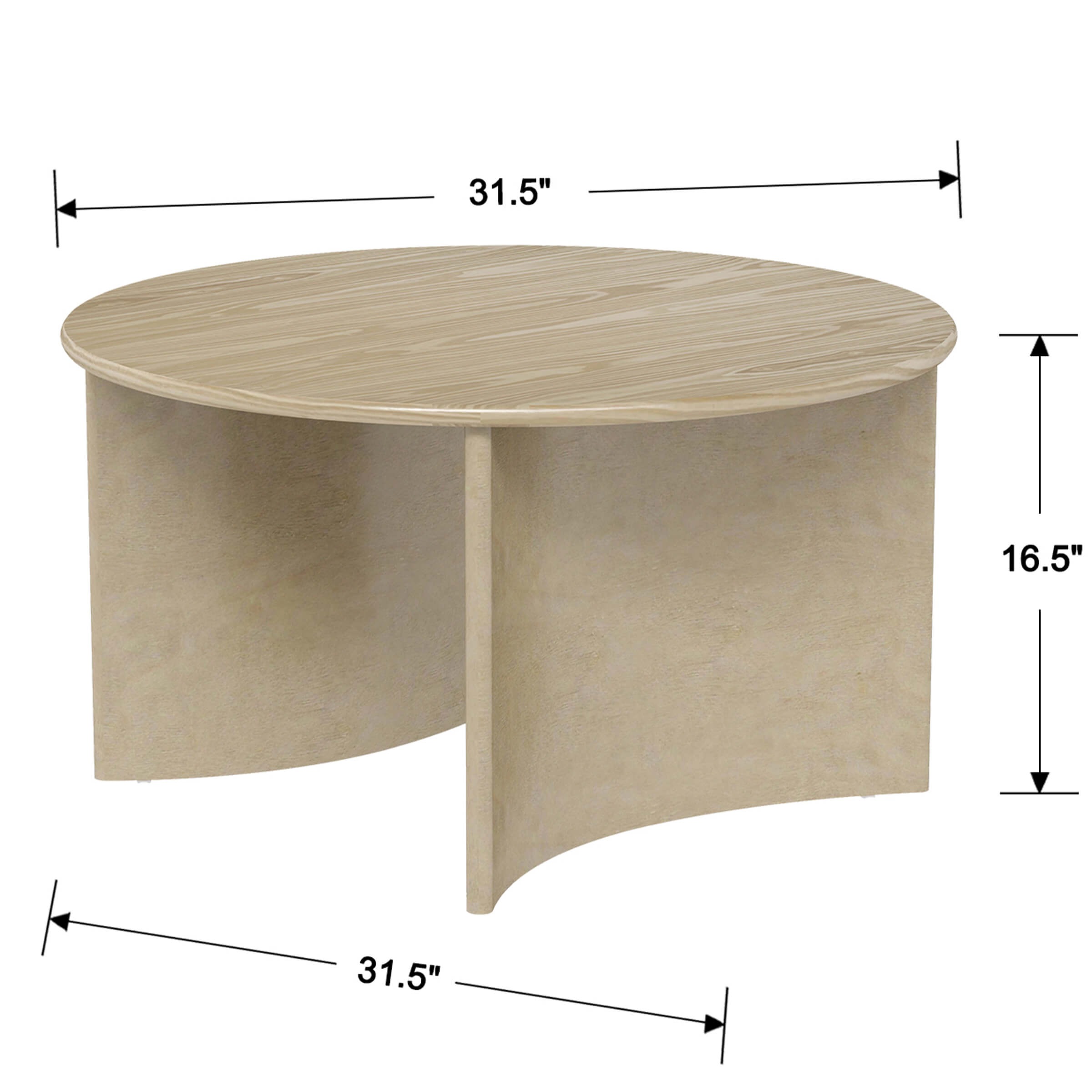 Round table with curved base and dimensions