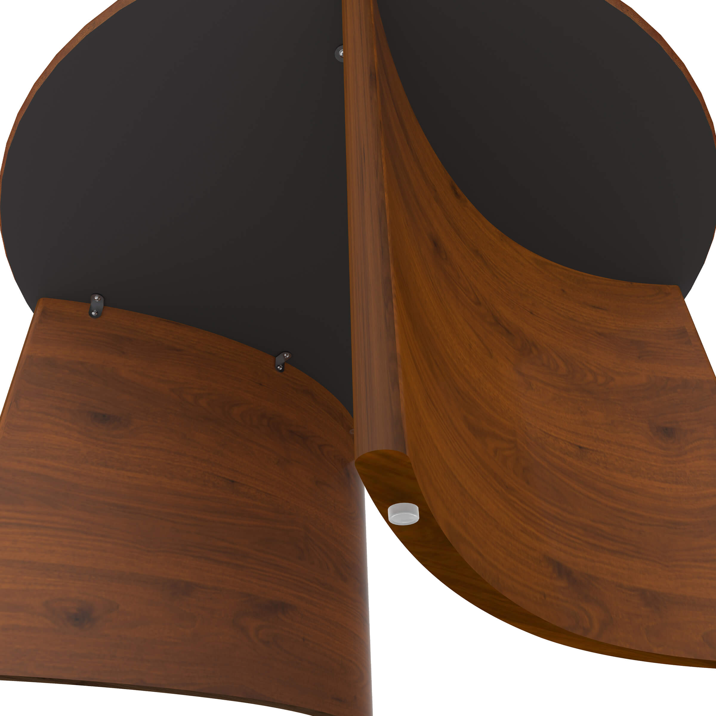Hinged storage within table with panels