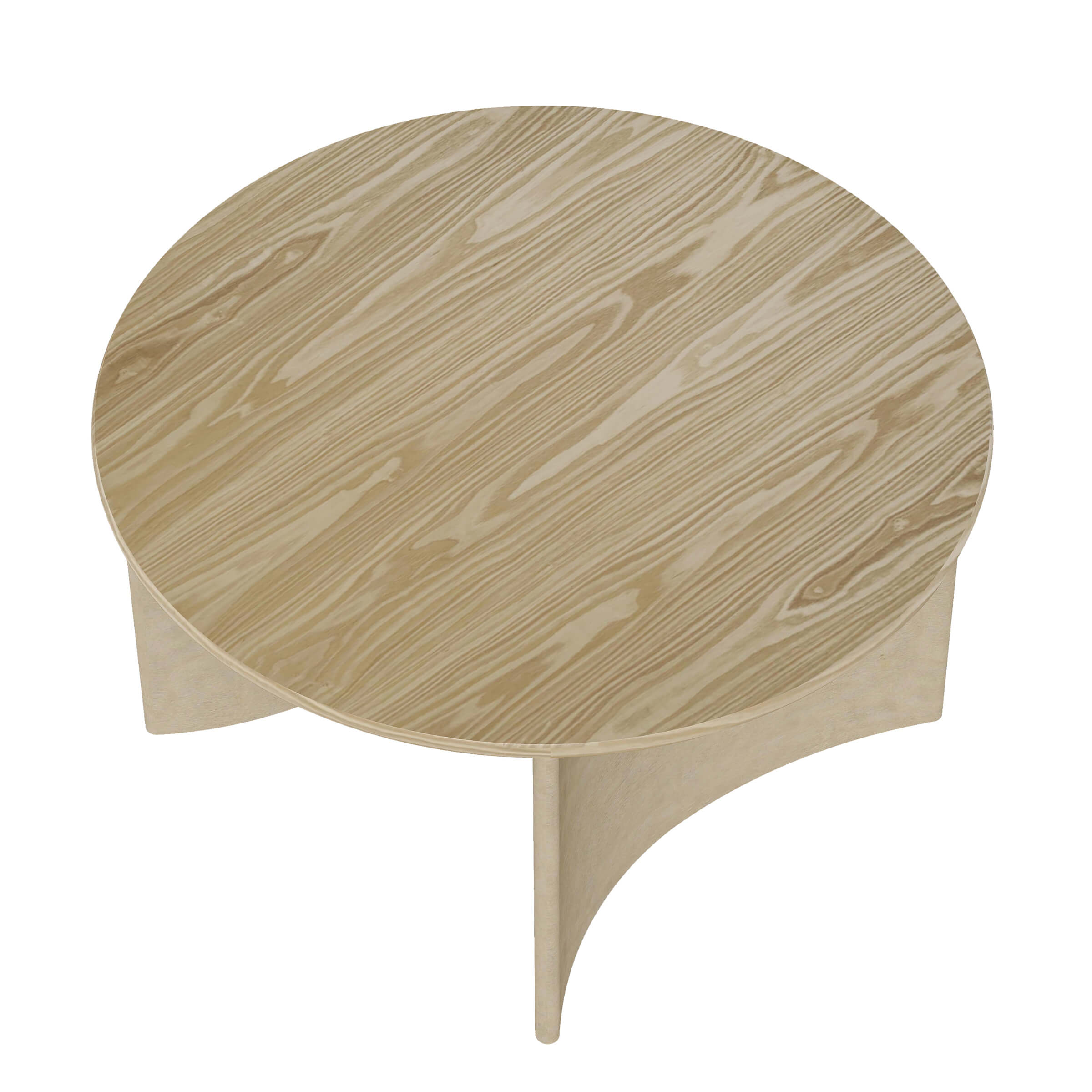 Wooden round table with curved base
