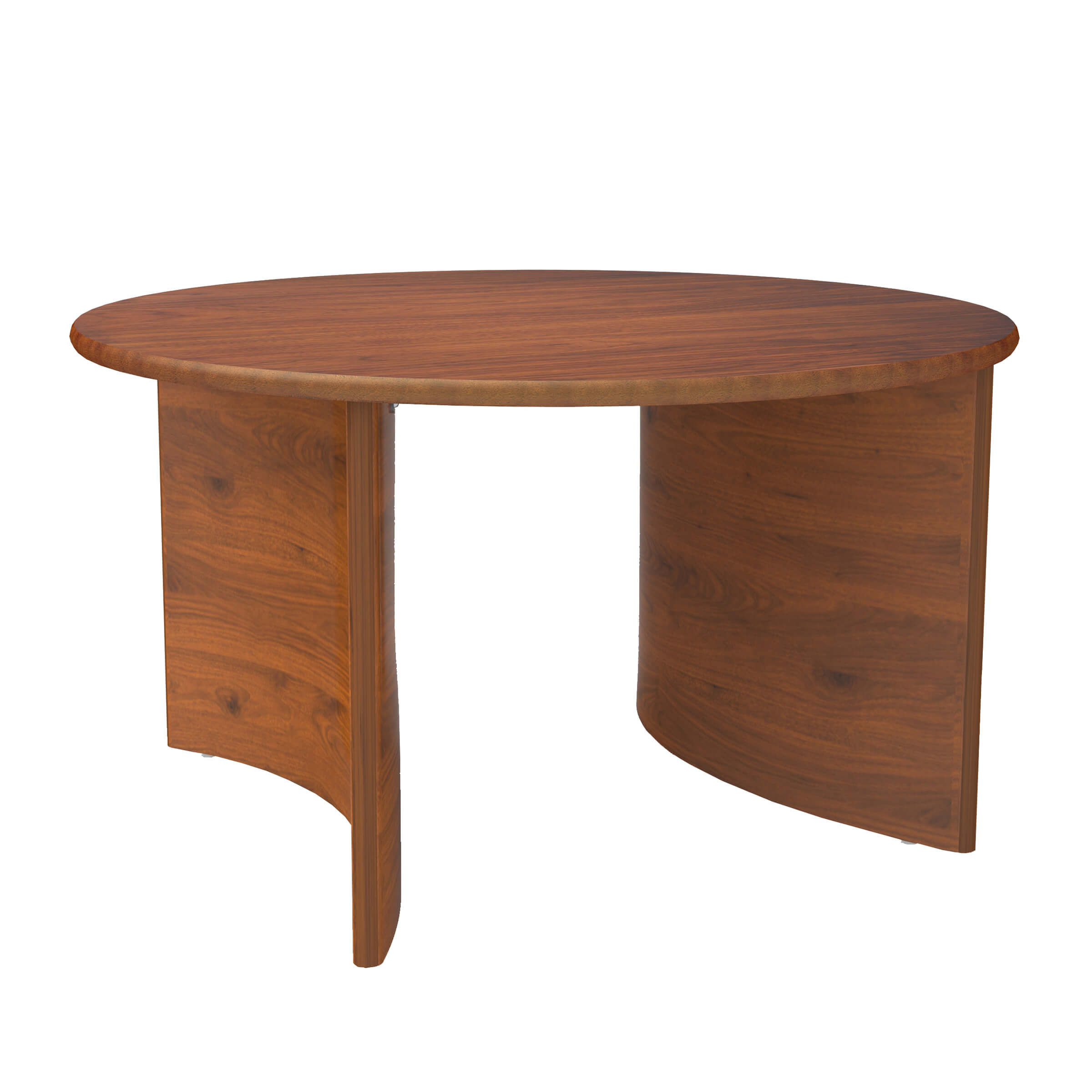 Round wooden table with curved legs (perspective)