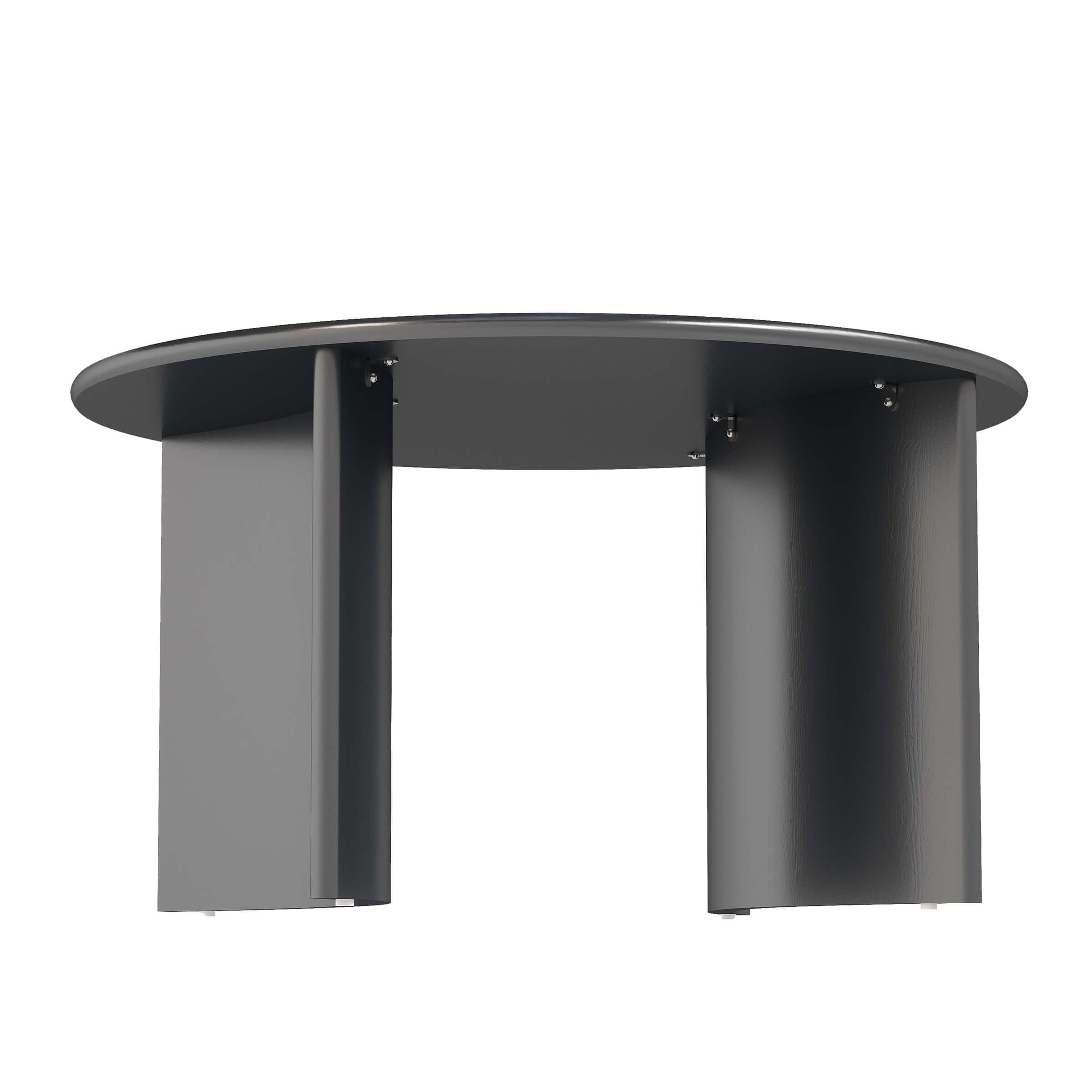 Round gray table underside with legs