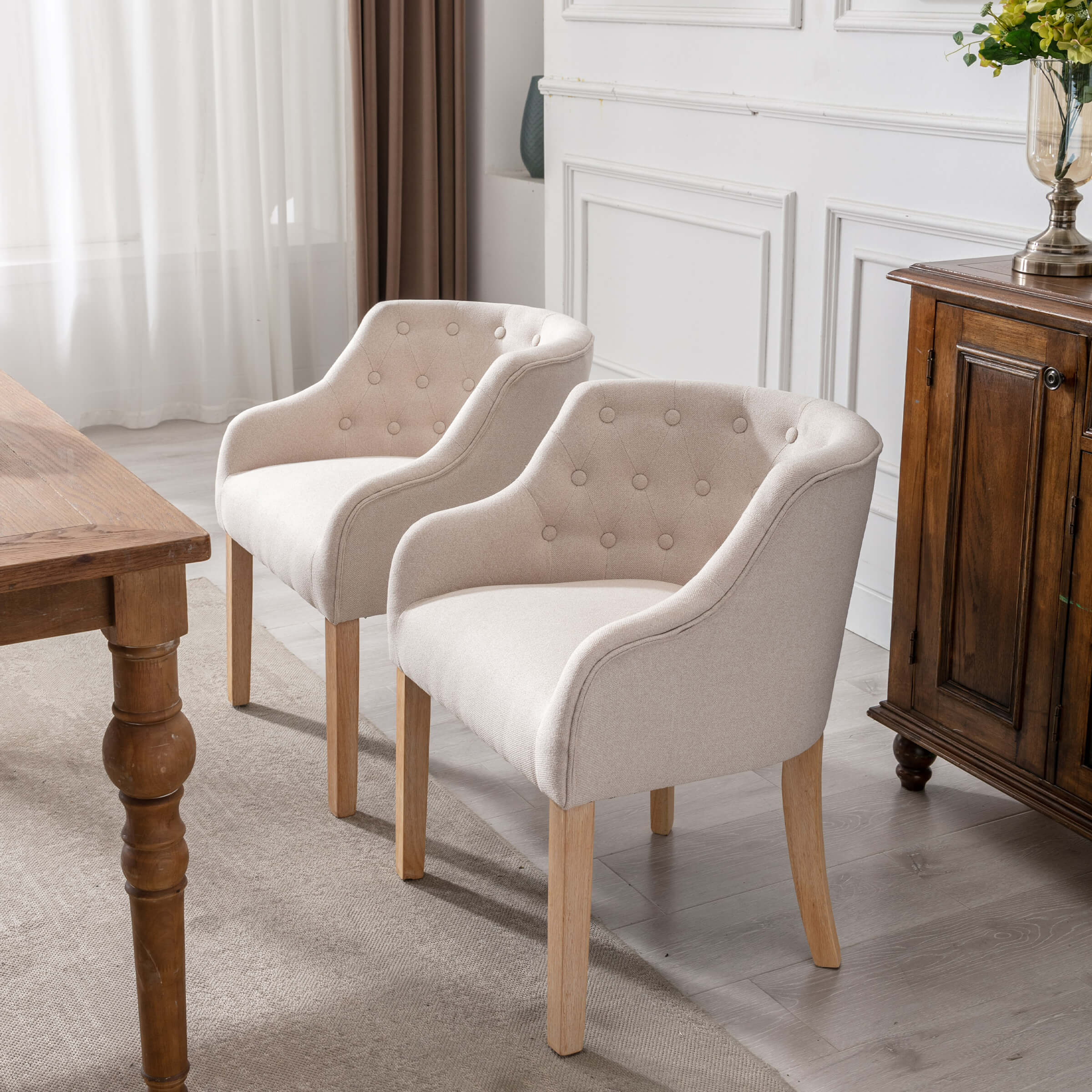 CIMOTA Upholstered Cushion Mid-Century Tufted Dining Chairs Set of 2 - 8327