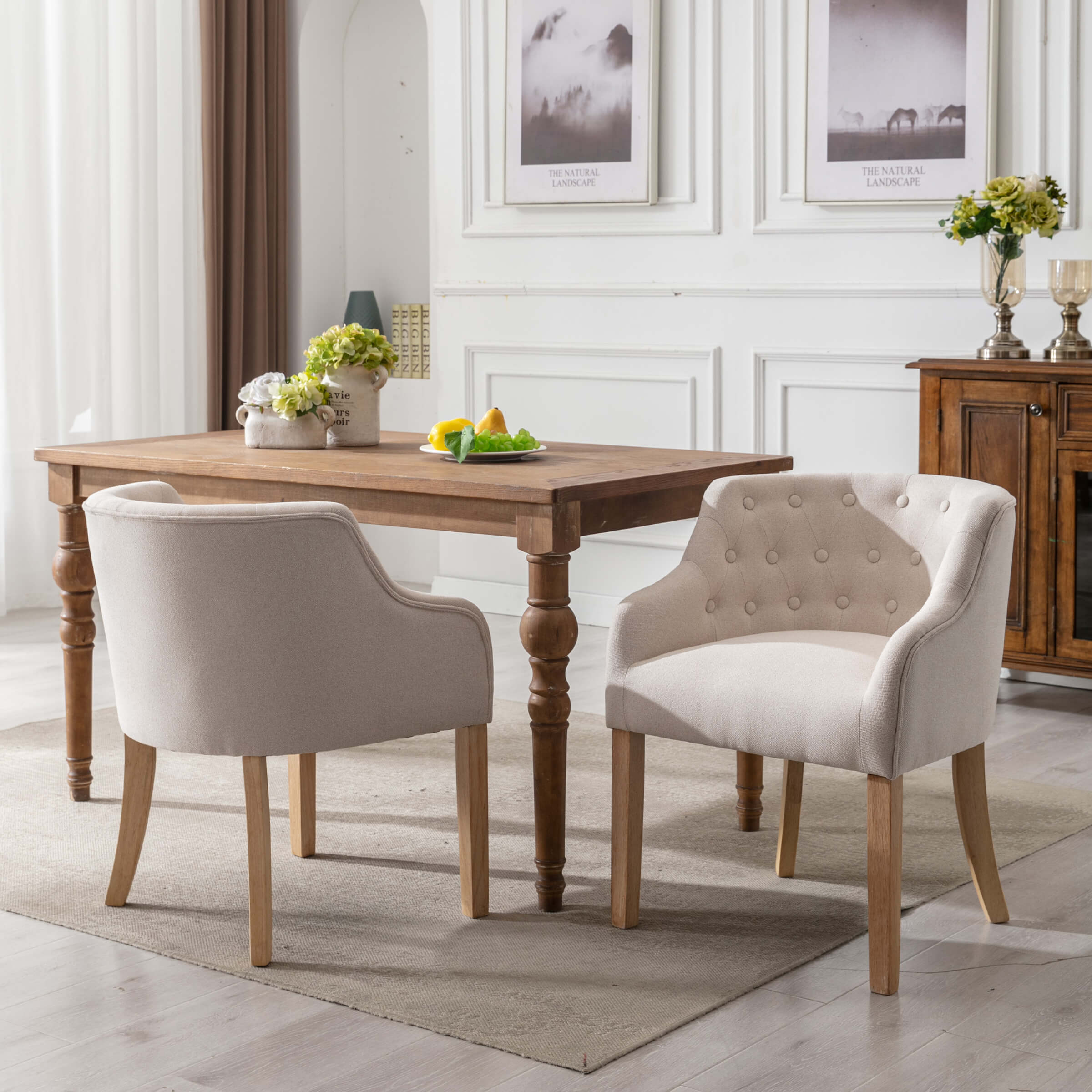 CIMOTA Upholstered Cushion Mid-Century Tufted Dining Chairs Set of 2 - 8327
