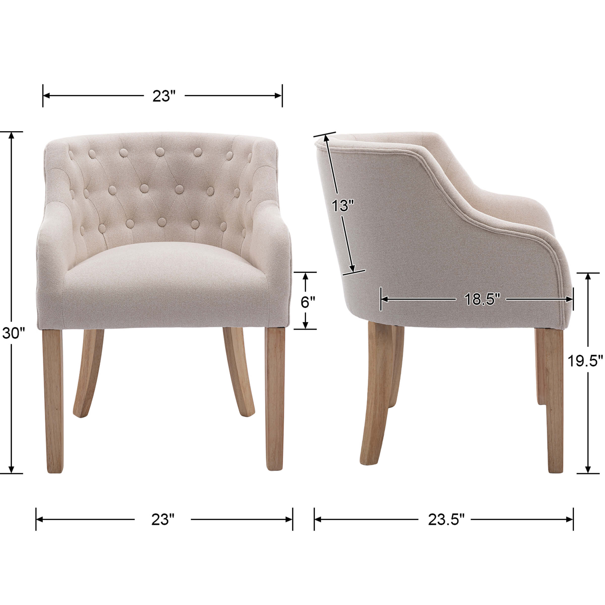 CIMOTA Upholstered Cushion Mid-Century Tufted Dining Chairs Set of 2 - 8327