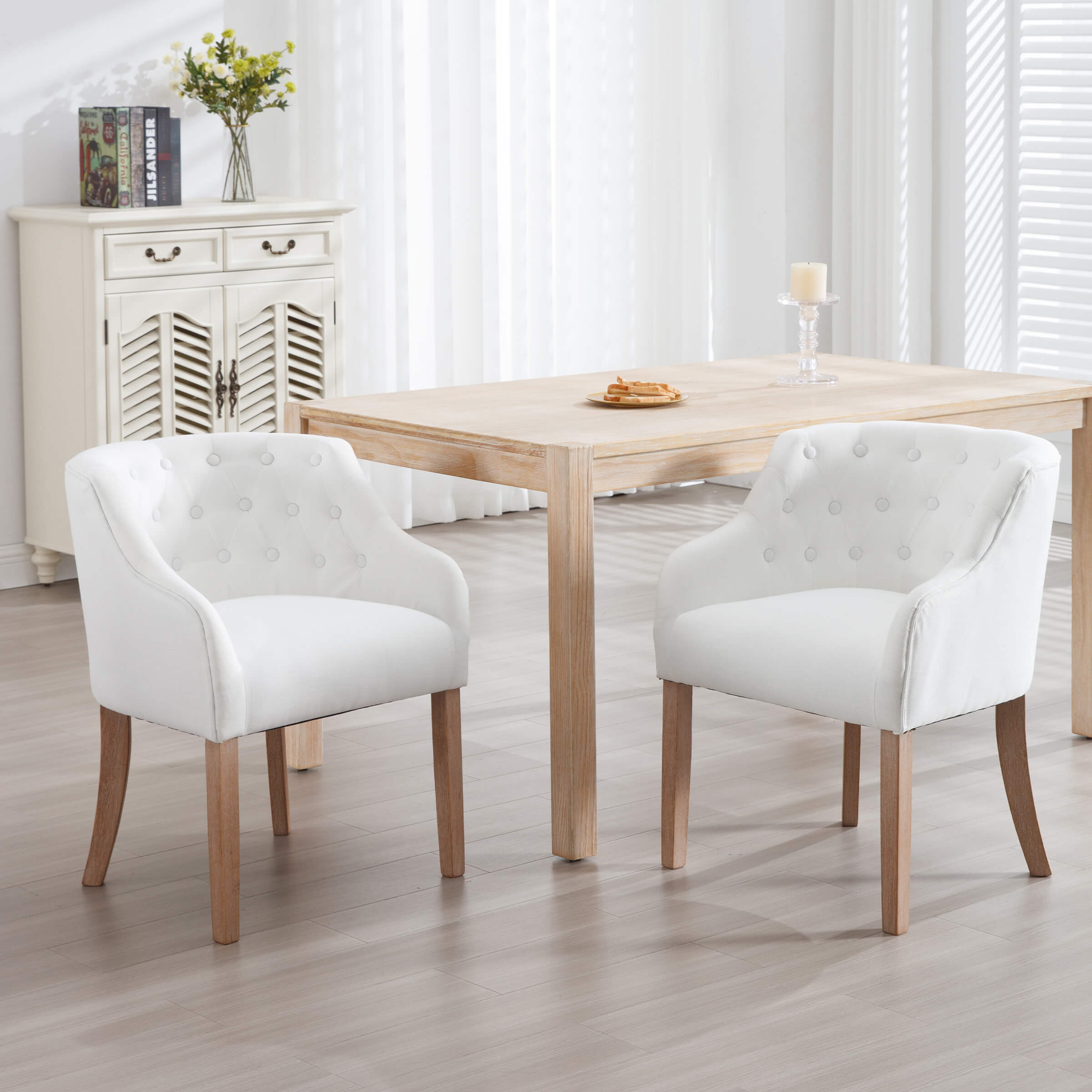 CIMOTA Upholstered Cushion Mid-Century Tufted Dining Chairs Set of 2 - 8327