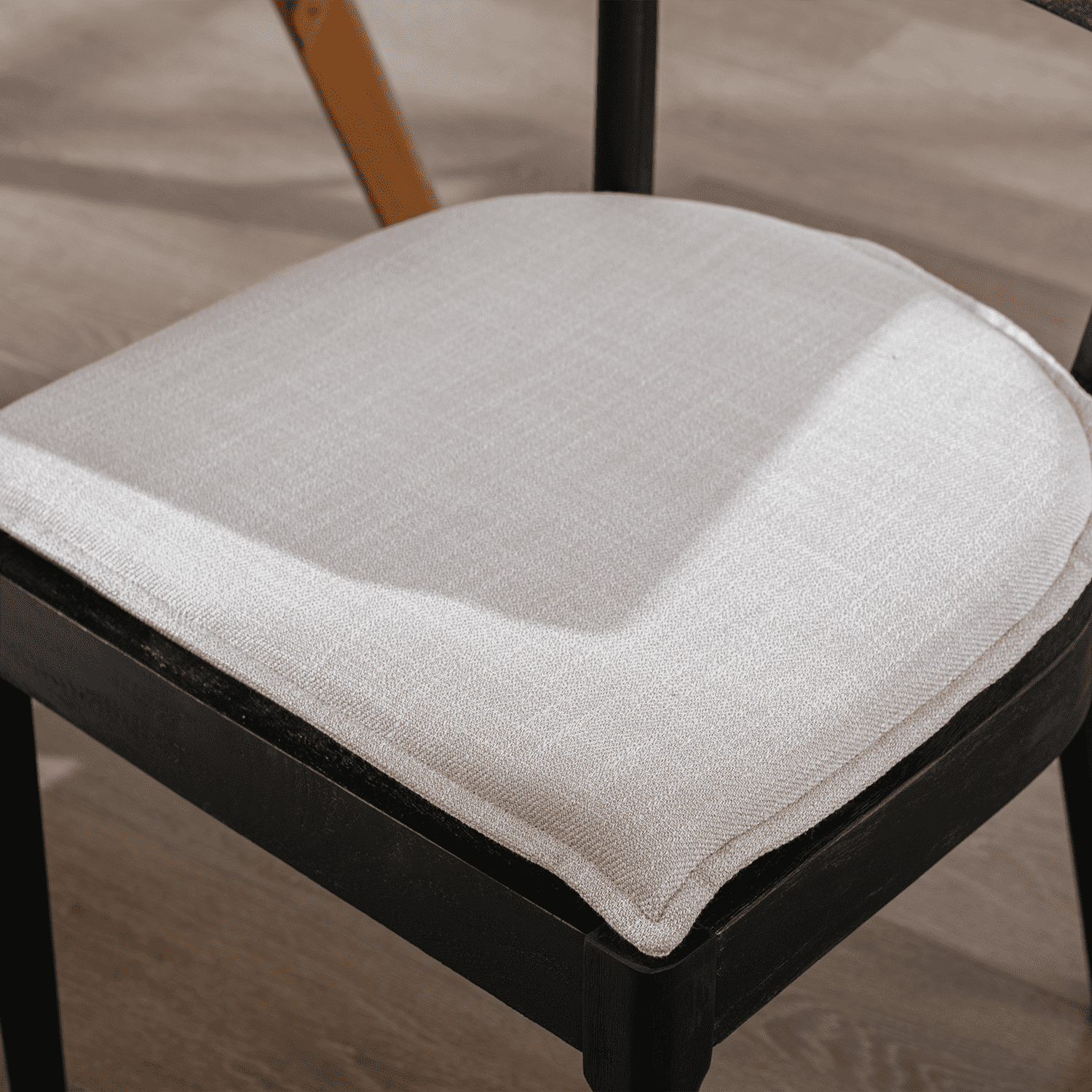 Side view of chair with cushion