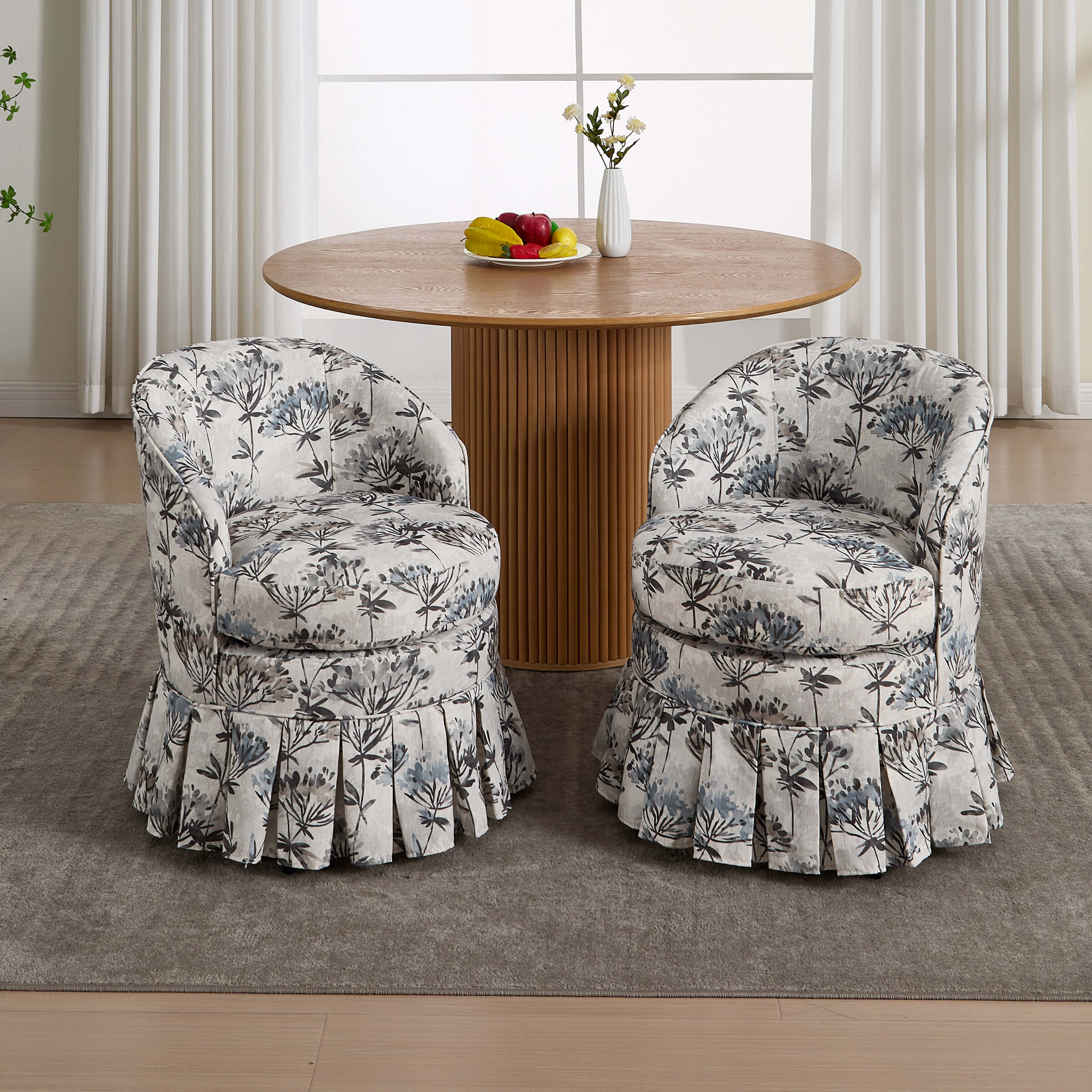 Dining Room Chairs with Pleated Skirt Set of 2 - 353DC