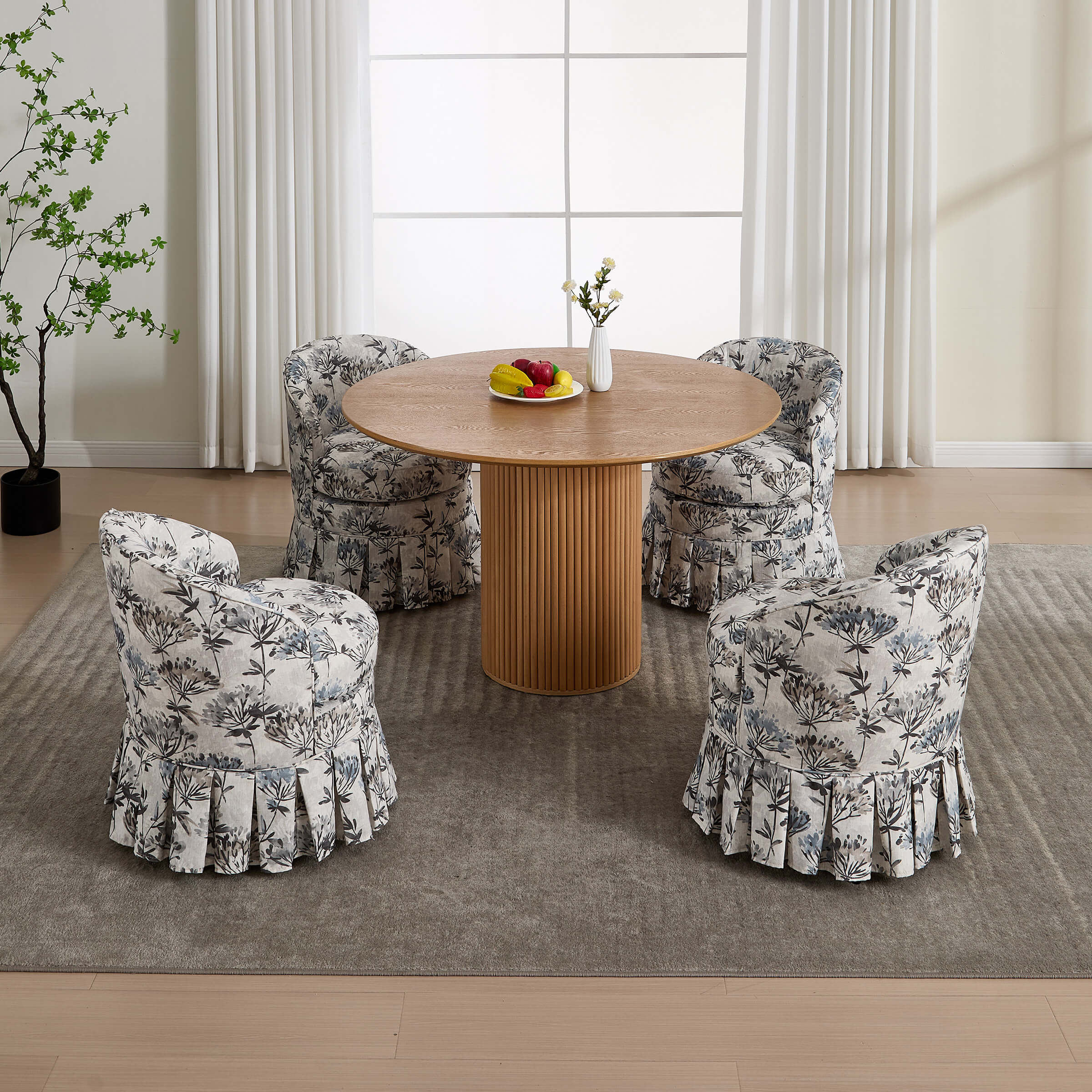 Dining Room Chairs with Pleated Skirt Set of 2 - 353DC