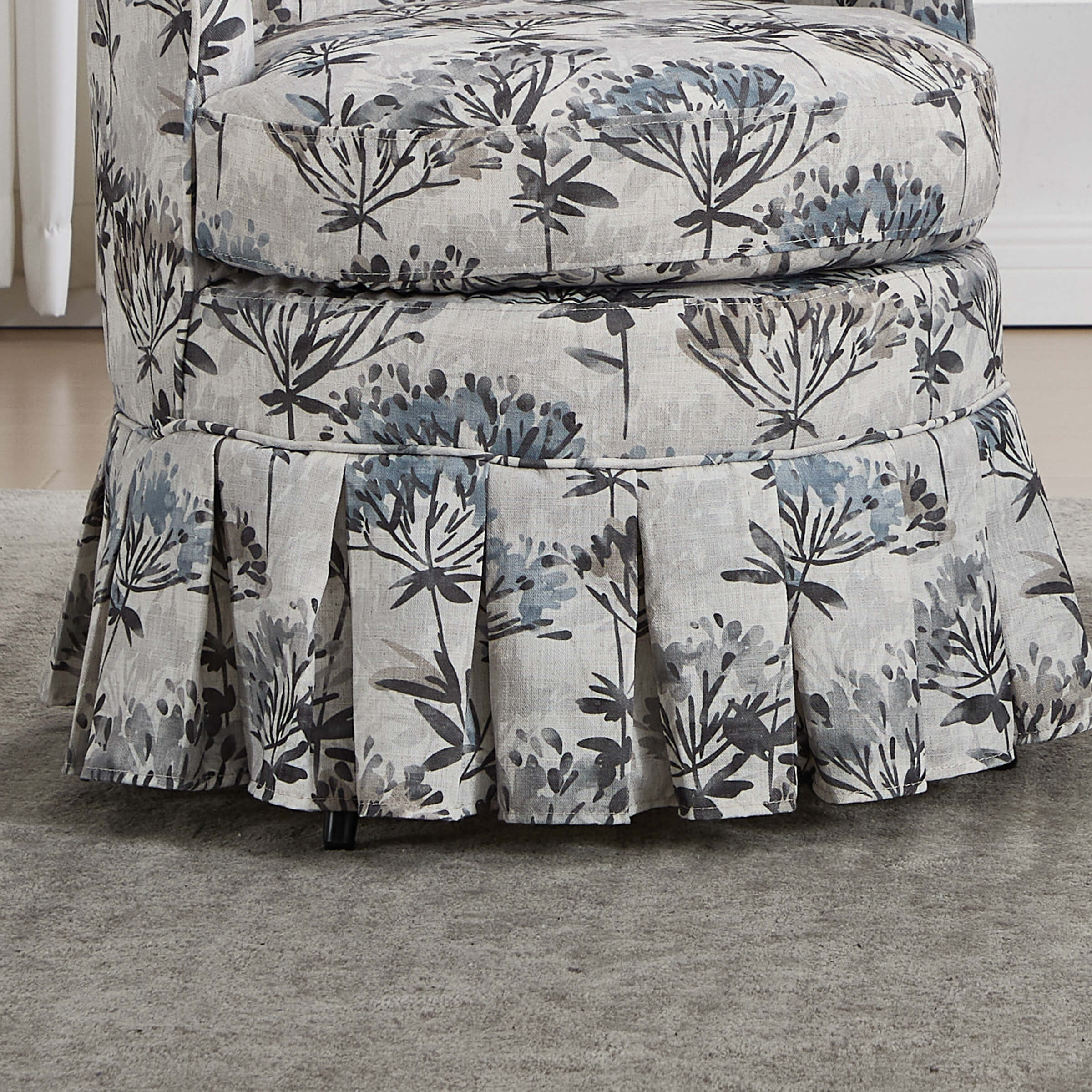 Lower portion and pleated skirt of chair