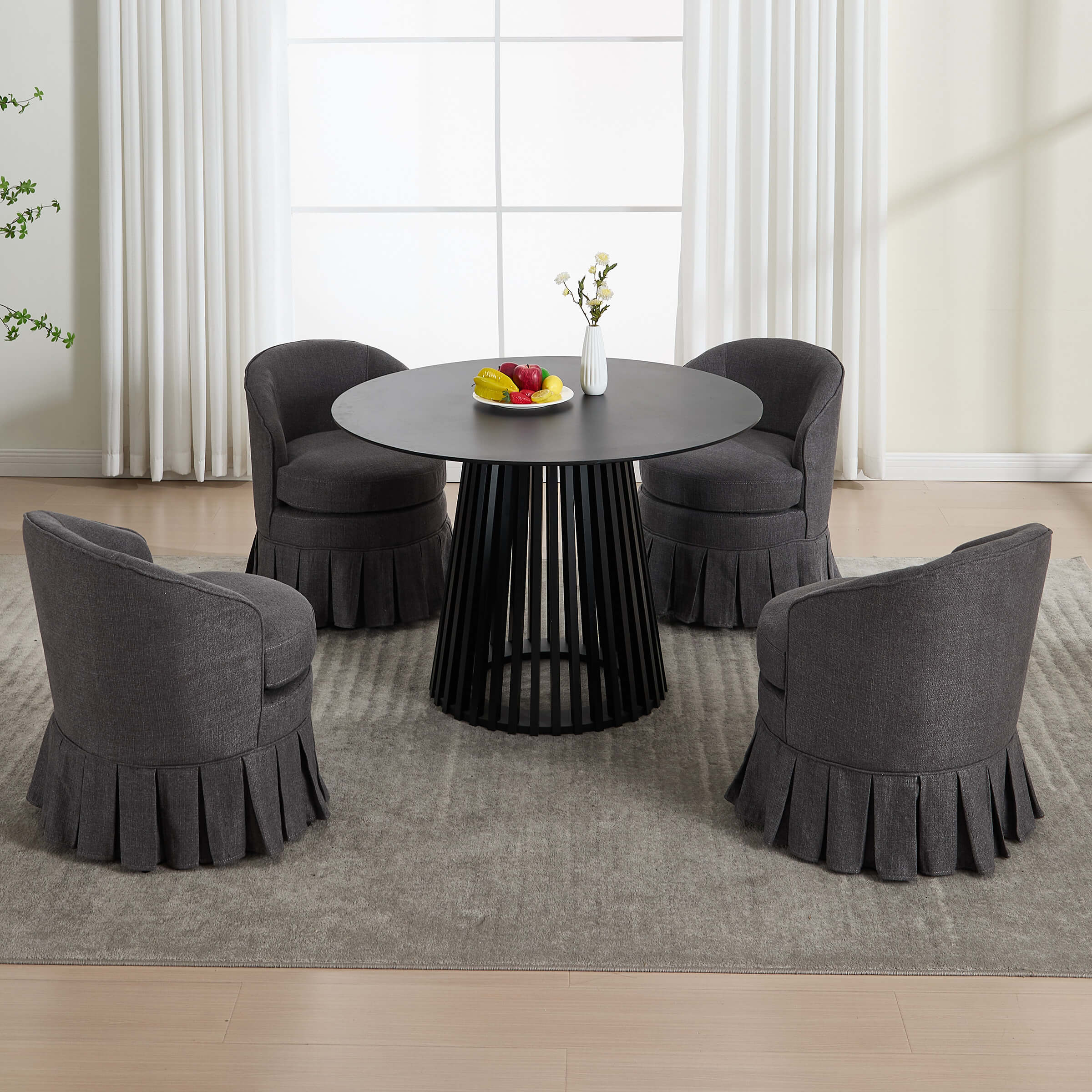 Dining Room Chairs with Pleated Skirt Set of 2 - 353DC