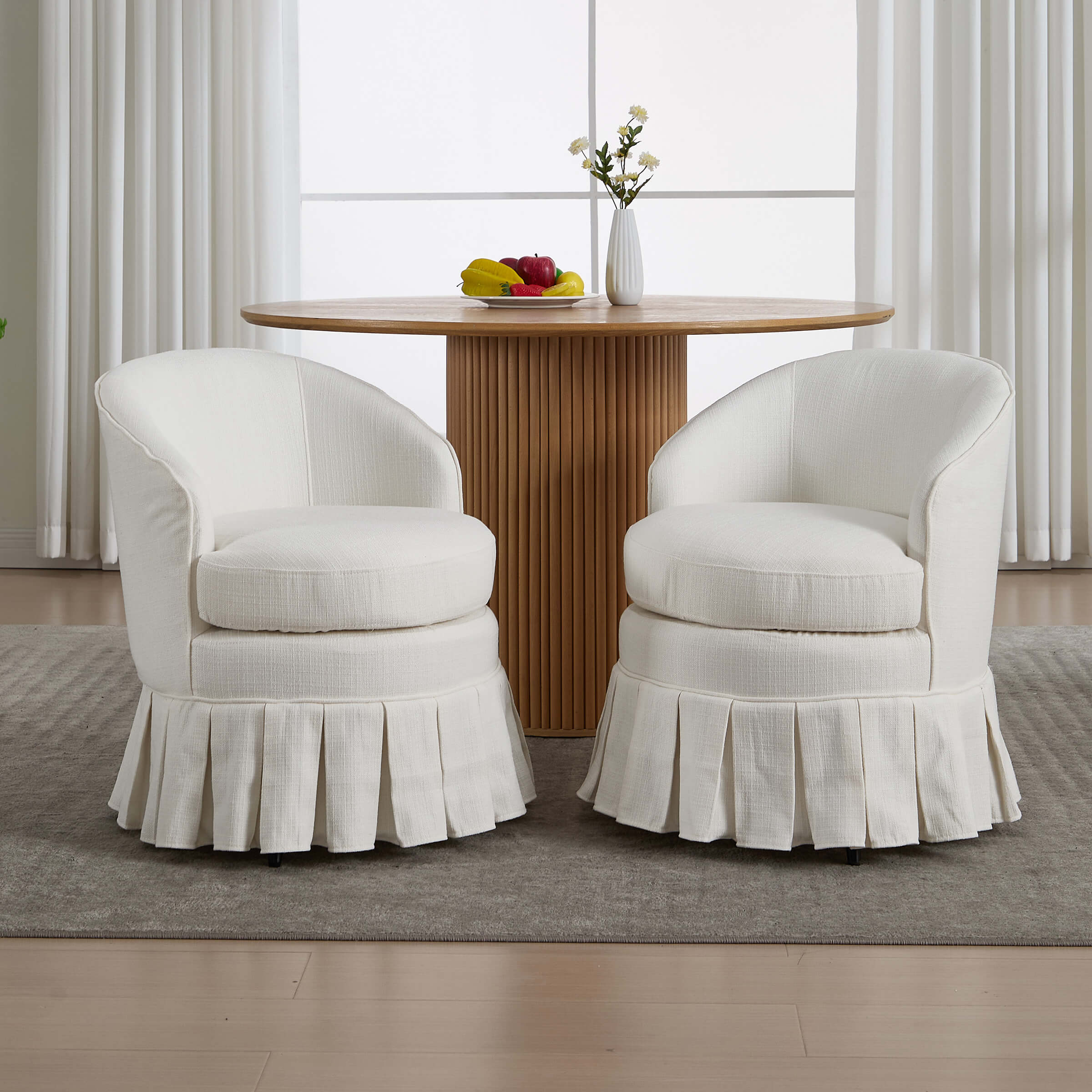 Dining Room Chairs with Pleated Skirt Set of 2 - 353DC