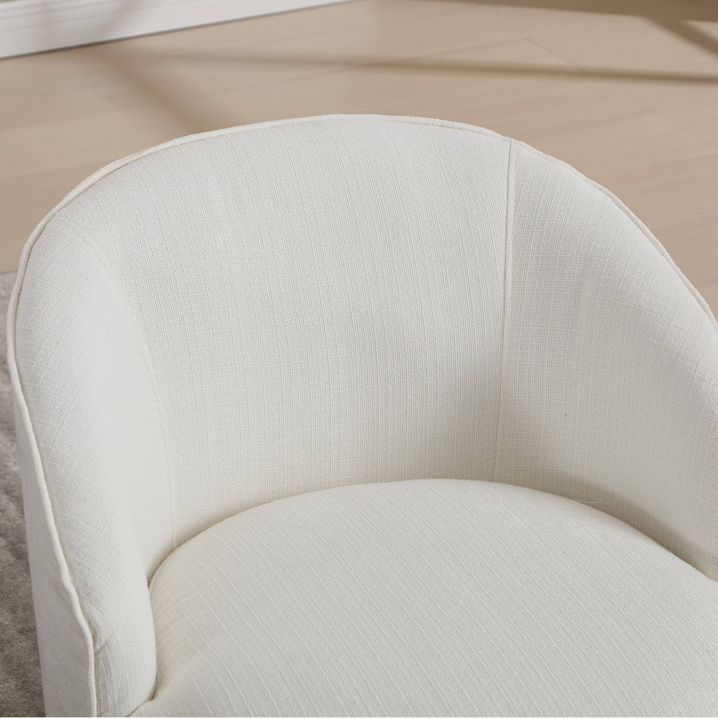 Close-up of white chair upholstery fabric
