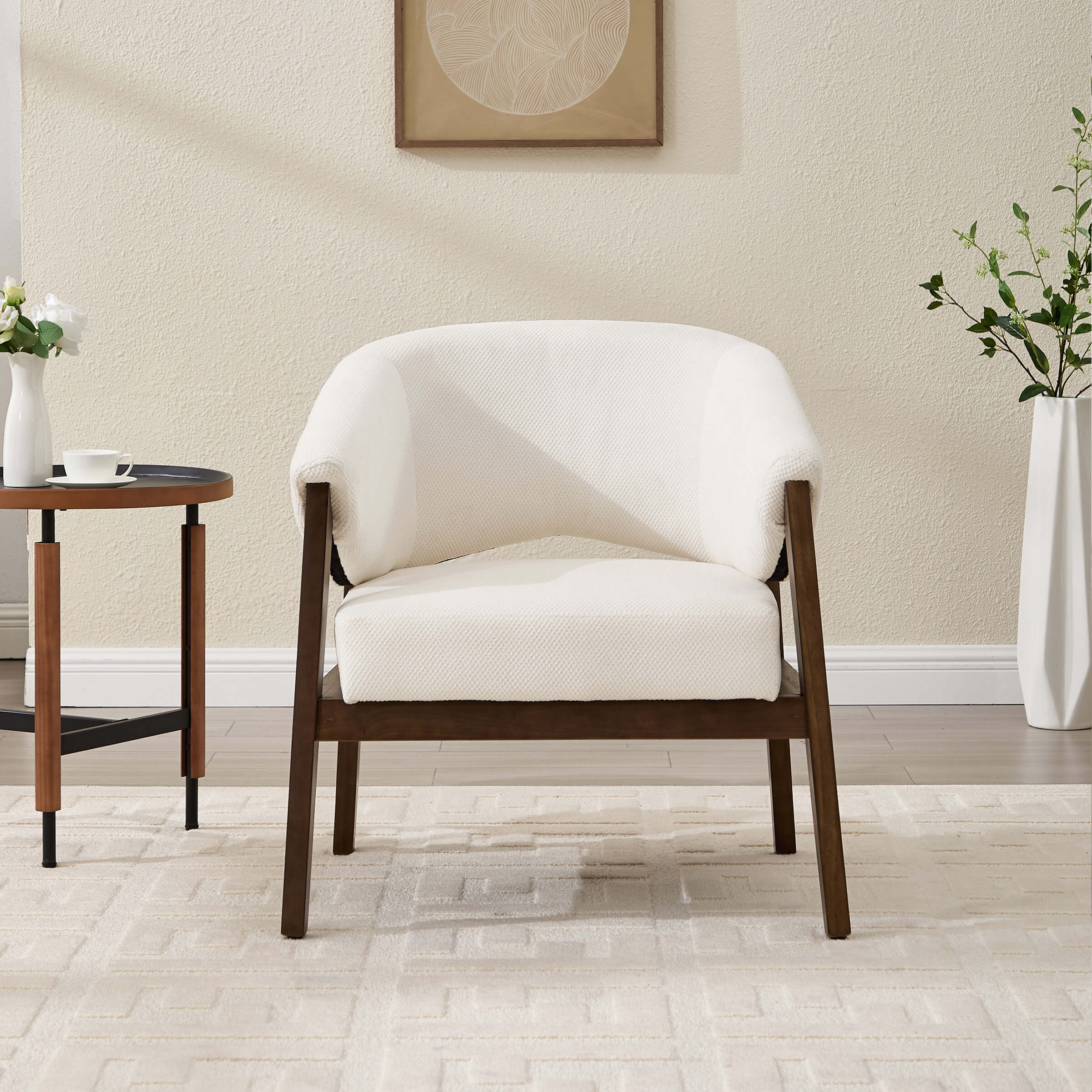 KMAX Accent Chair with Walnut Wood Legs 1 PCS - 30014AC