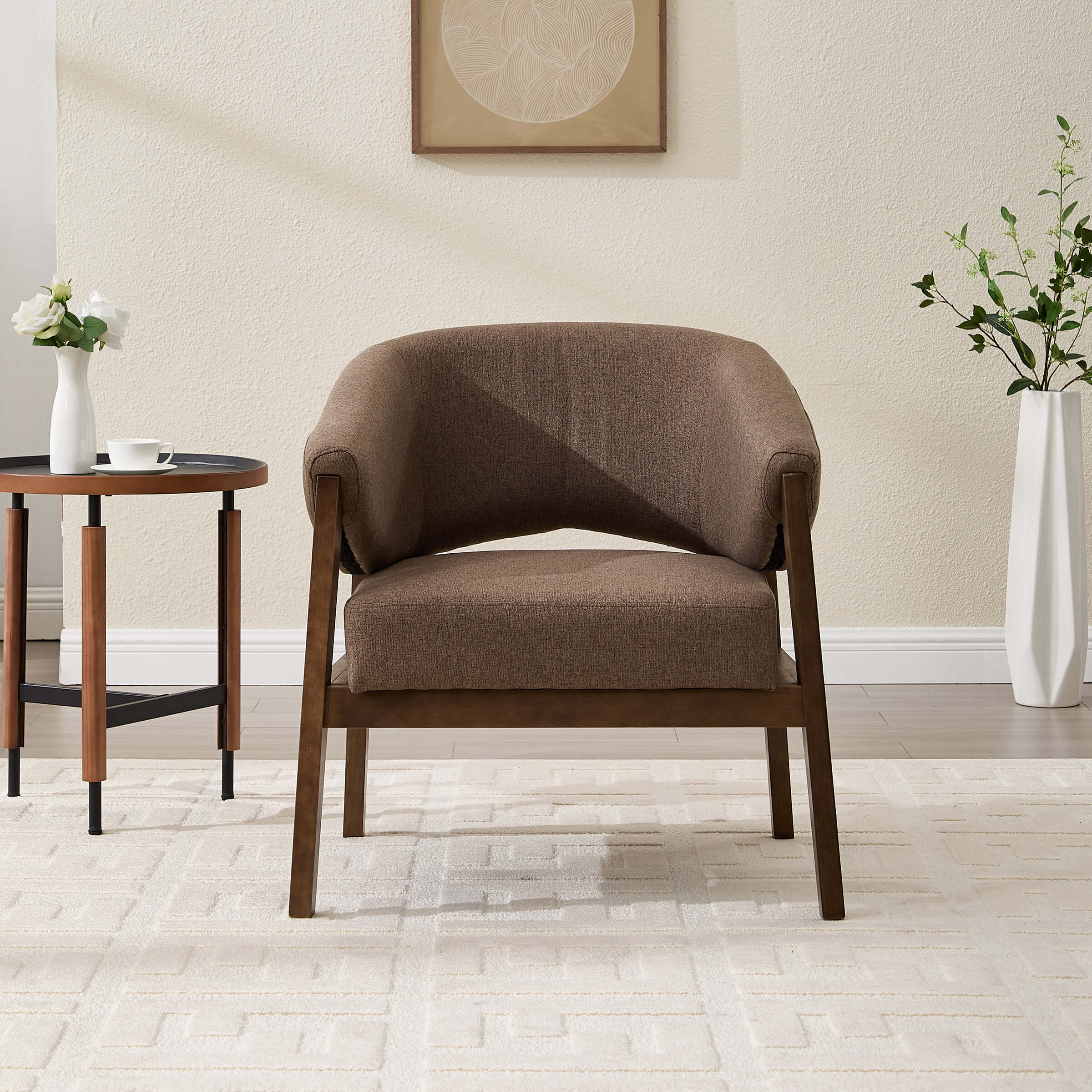 KMAX Accent Chair with Walnut Wood Legs 1 PCS - 30014AC