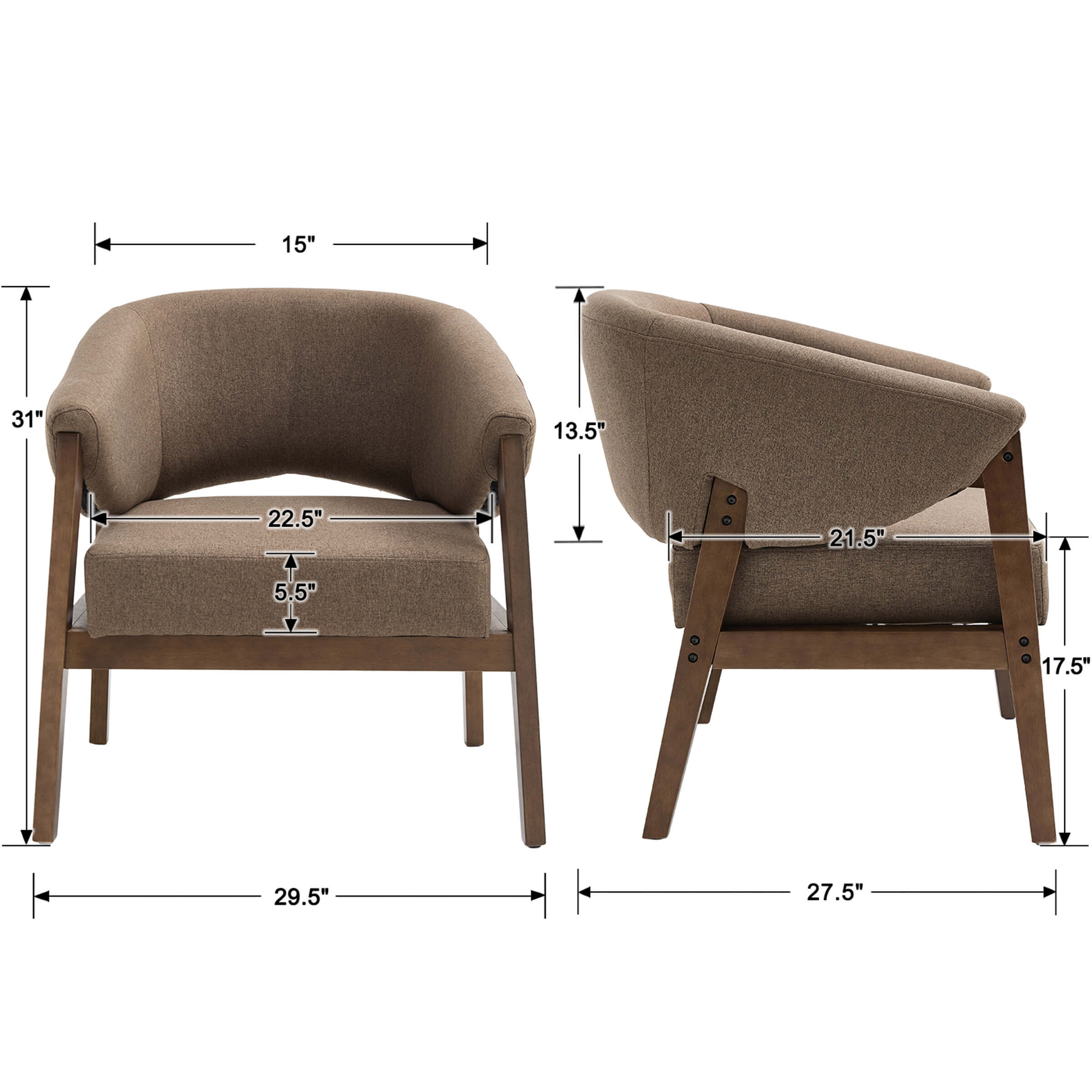 KMAX Accent Chair with Walnut Wood Legs 1 PCS - 30014AC