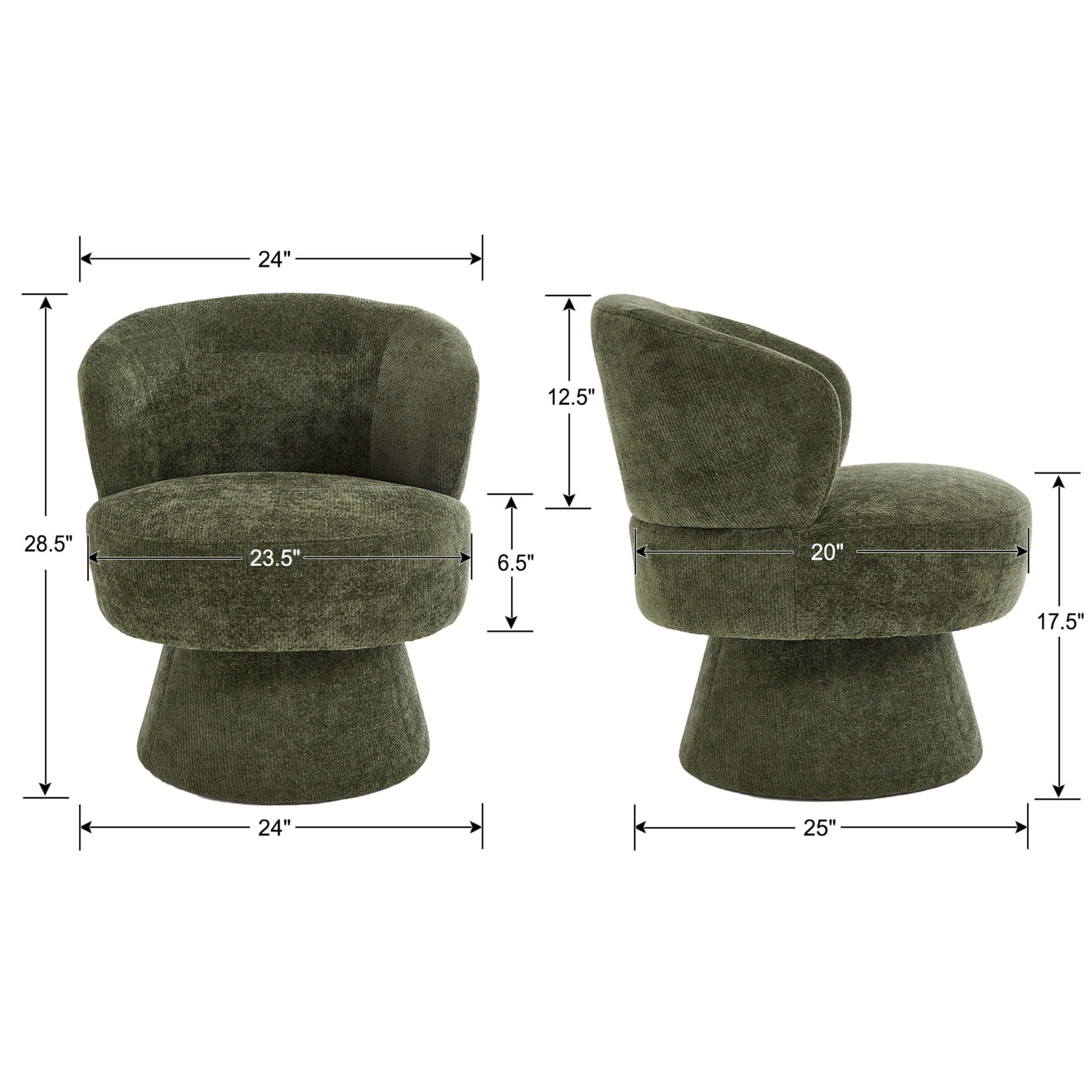 KMAX Modern Accent Round Swivel Armchair - 9918DC