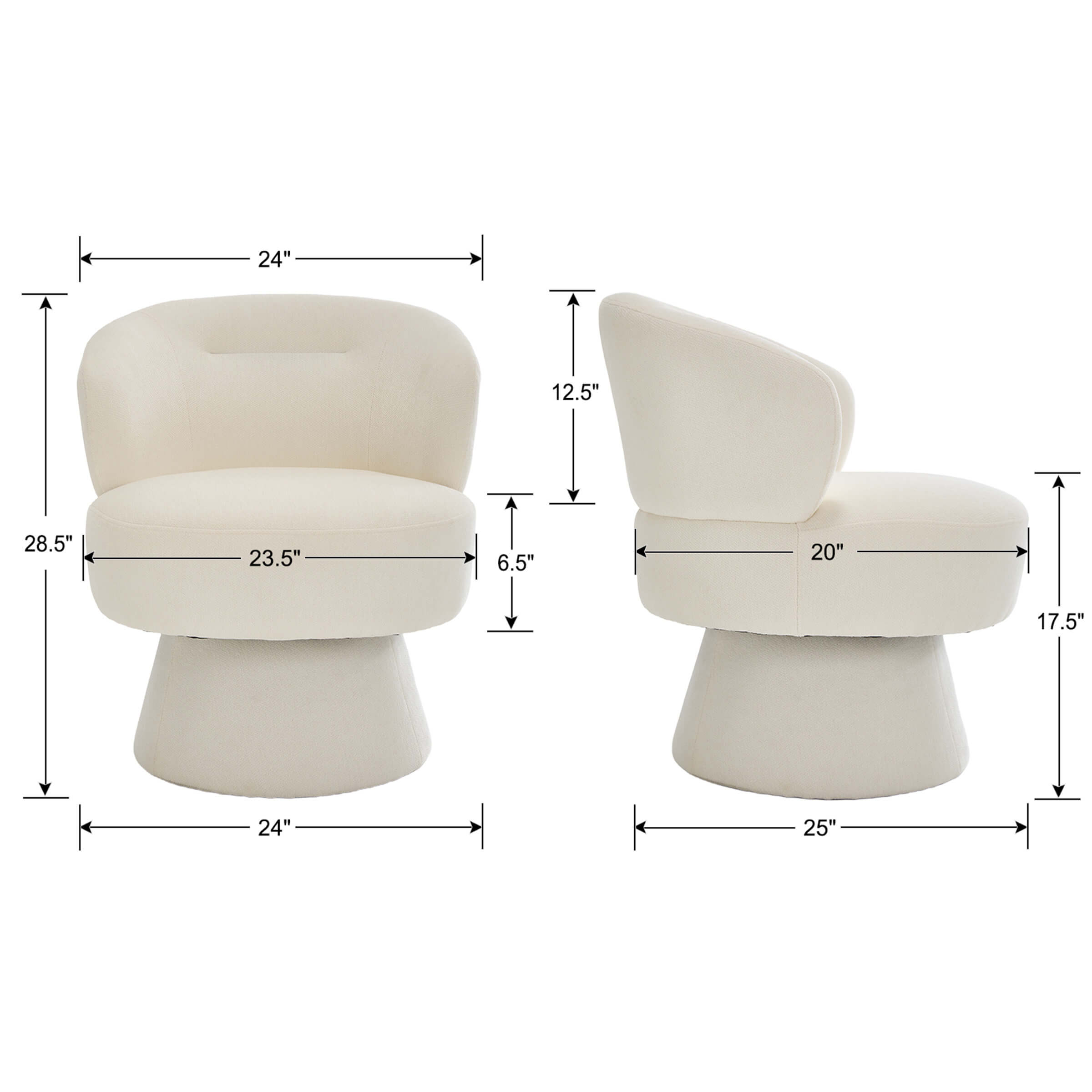 KMAX Modern Accent Round Swivel Armchair - 9918DC