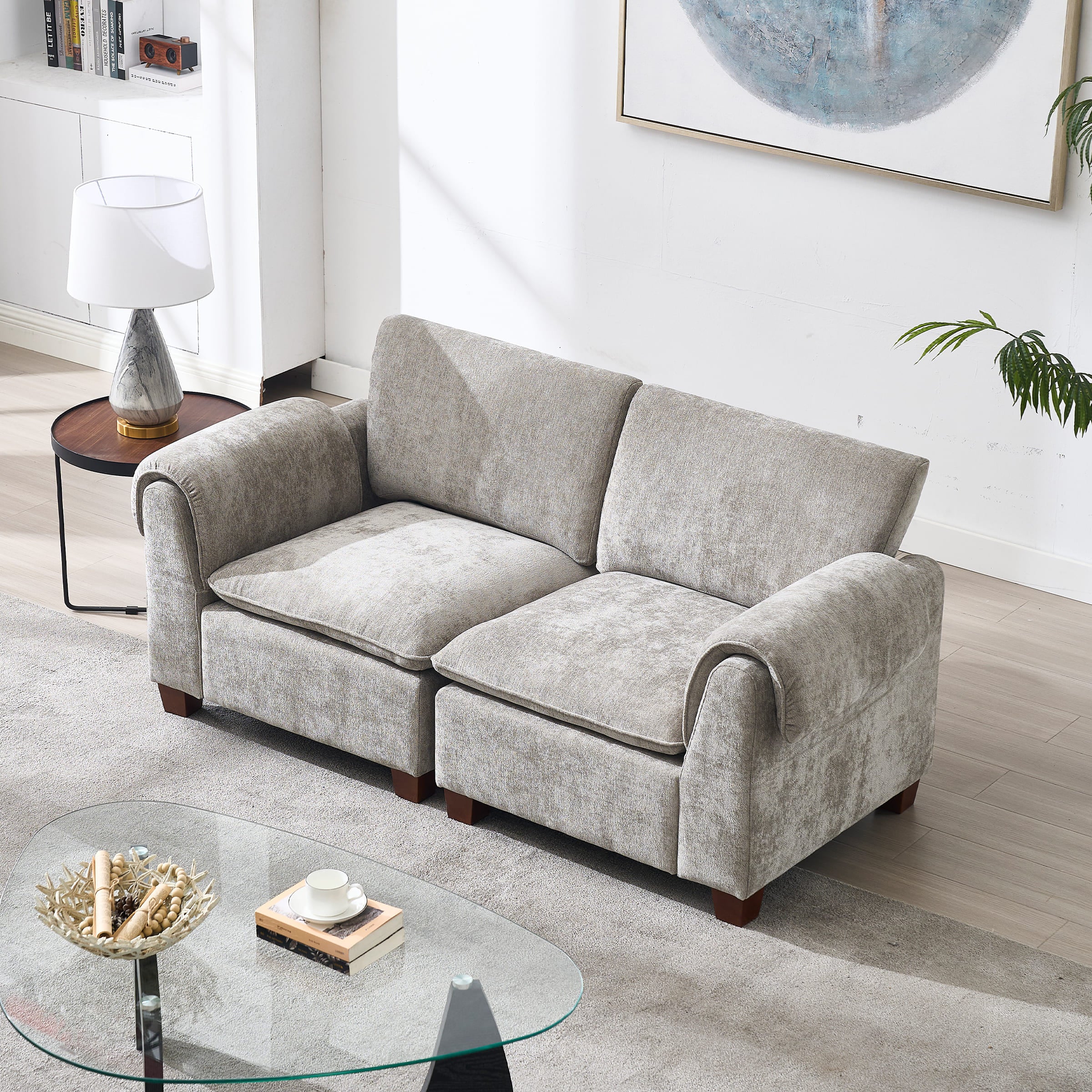 VESCASA Modern Armrest Chenille Sectional Sofa - 1017SF