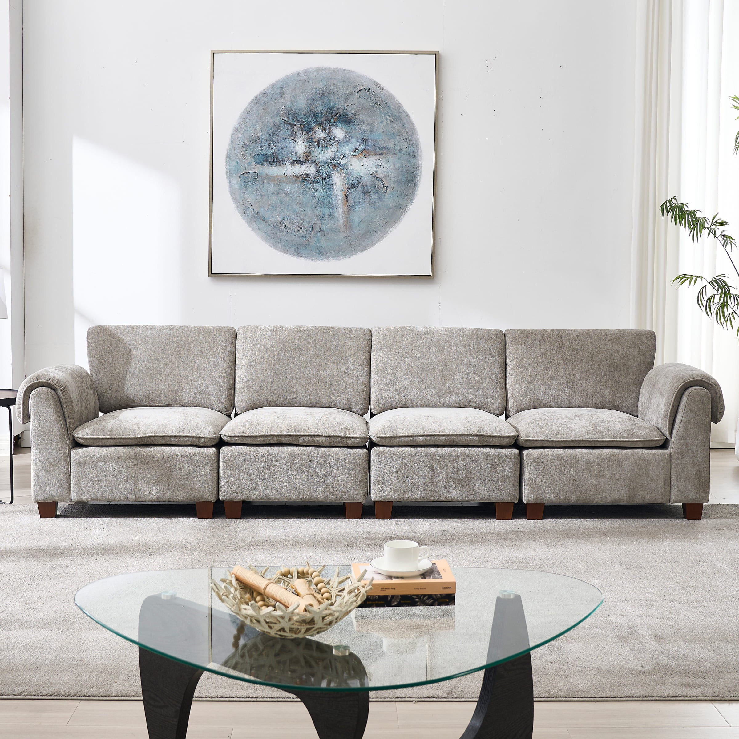 VESCASA Modern Armrest Chenille Sectional Sofa - 1017SF