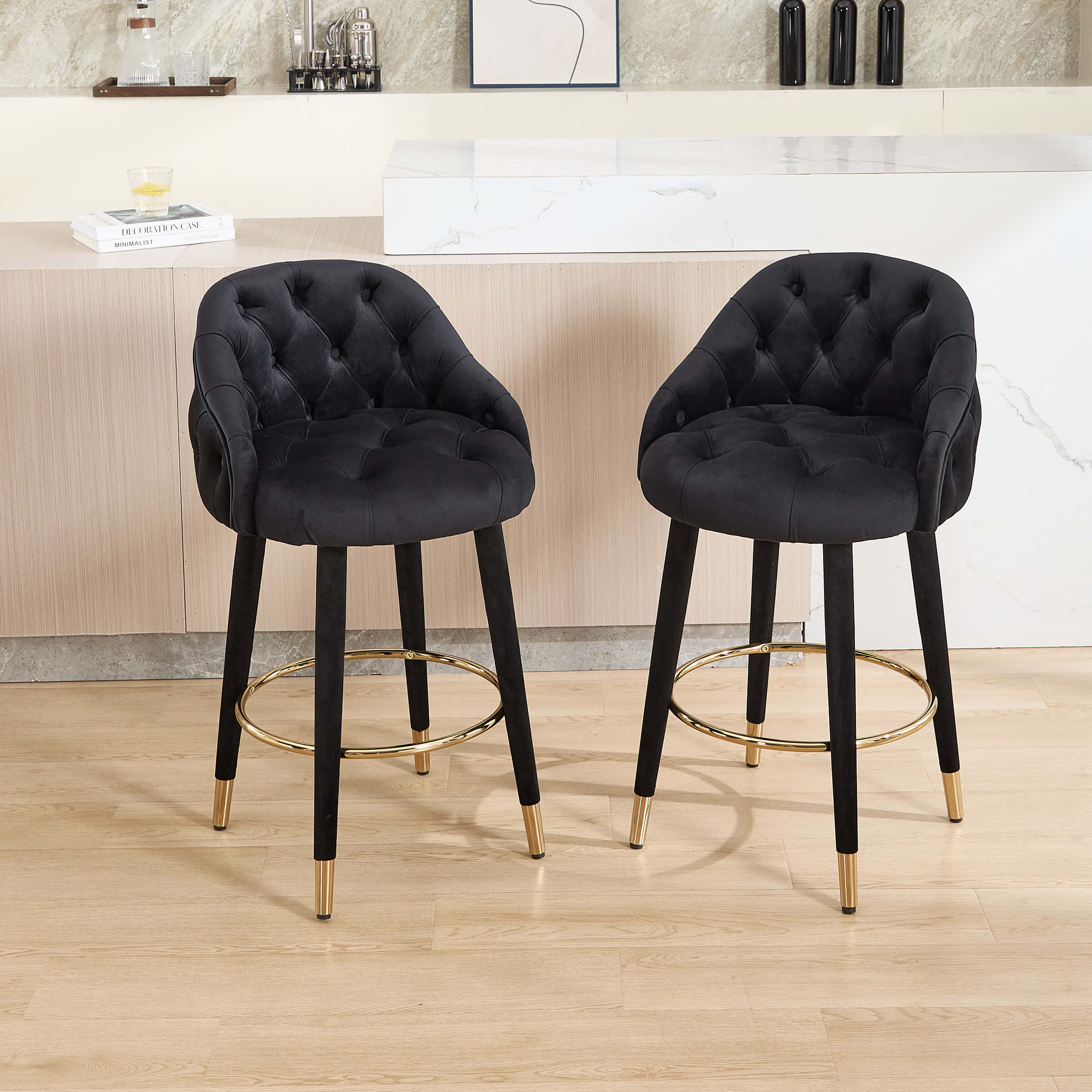 Velvet Counter Height Bar Stool with Back - 2429CS