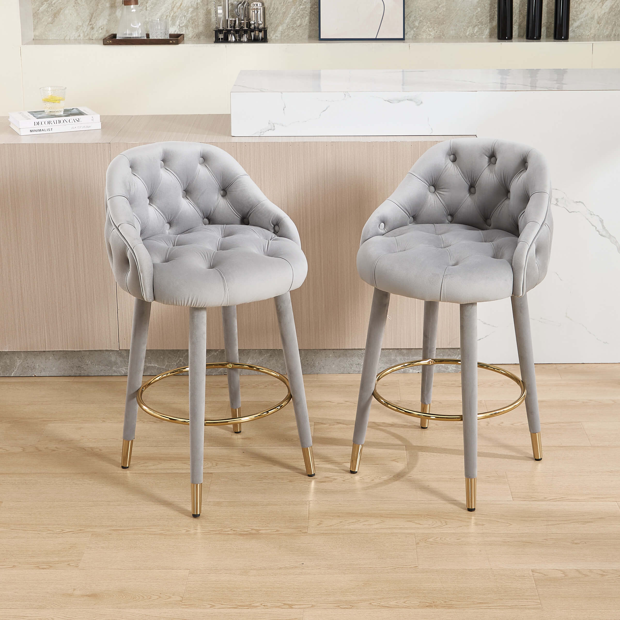 Velvet Counter Height Bar Stool with Back - 2429CS