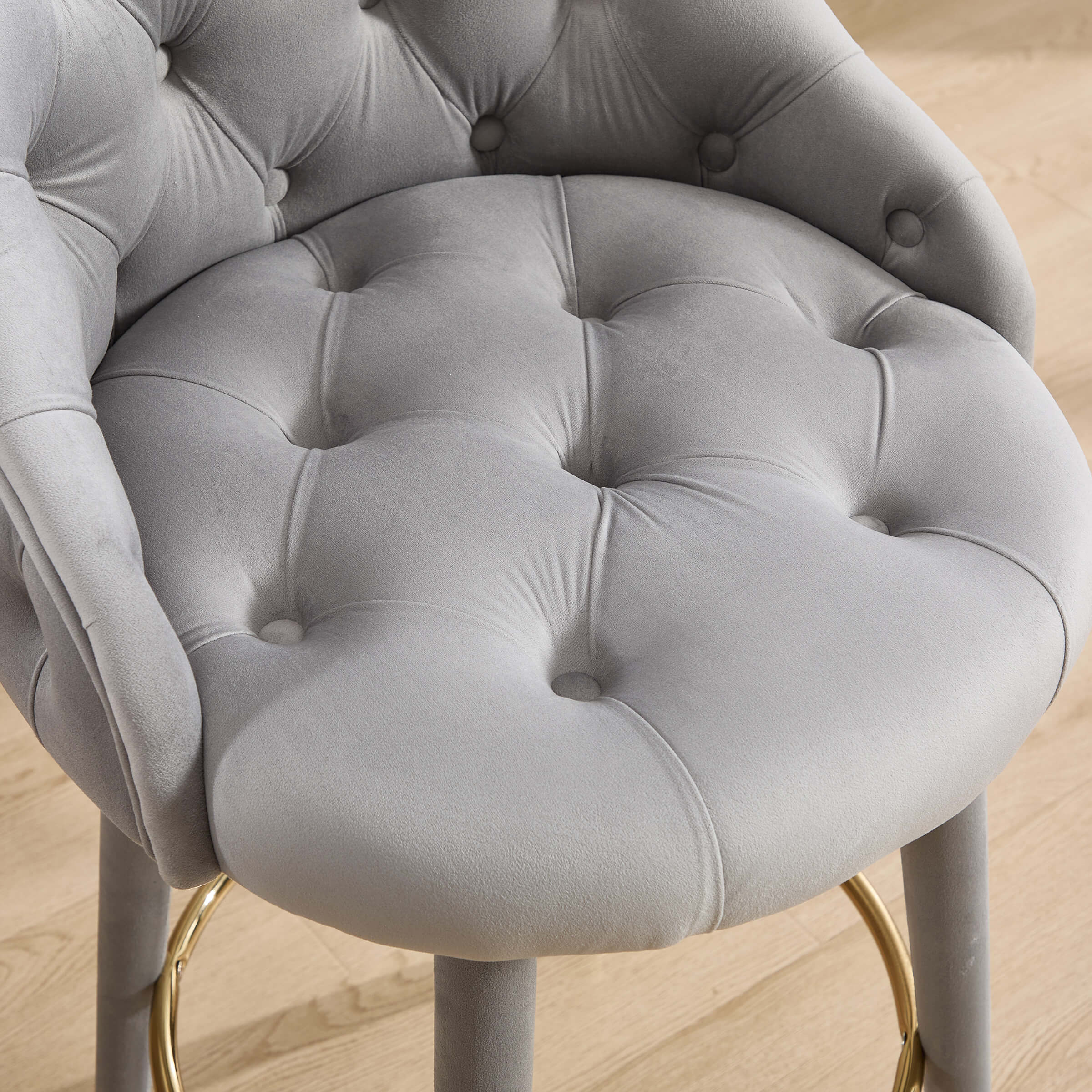 Close-up of tufted cushion texture