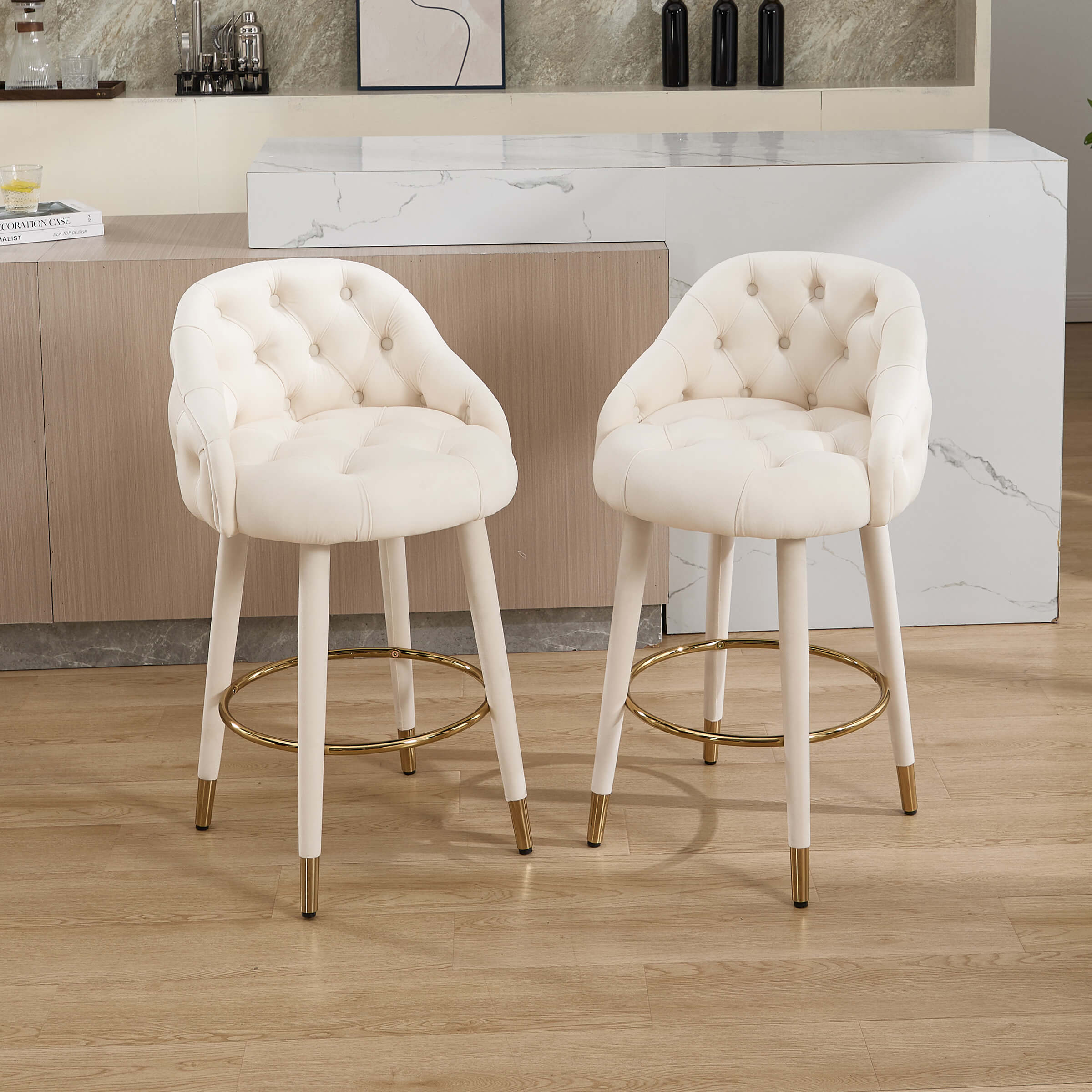 Velvet Counter Height Bar Stool with Back - 2429CS