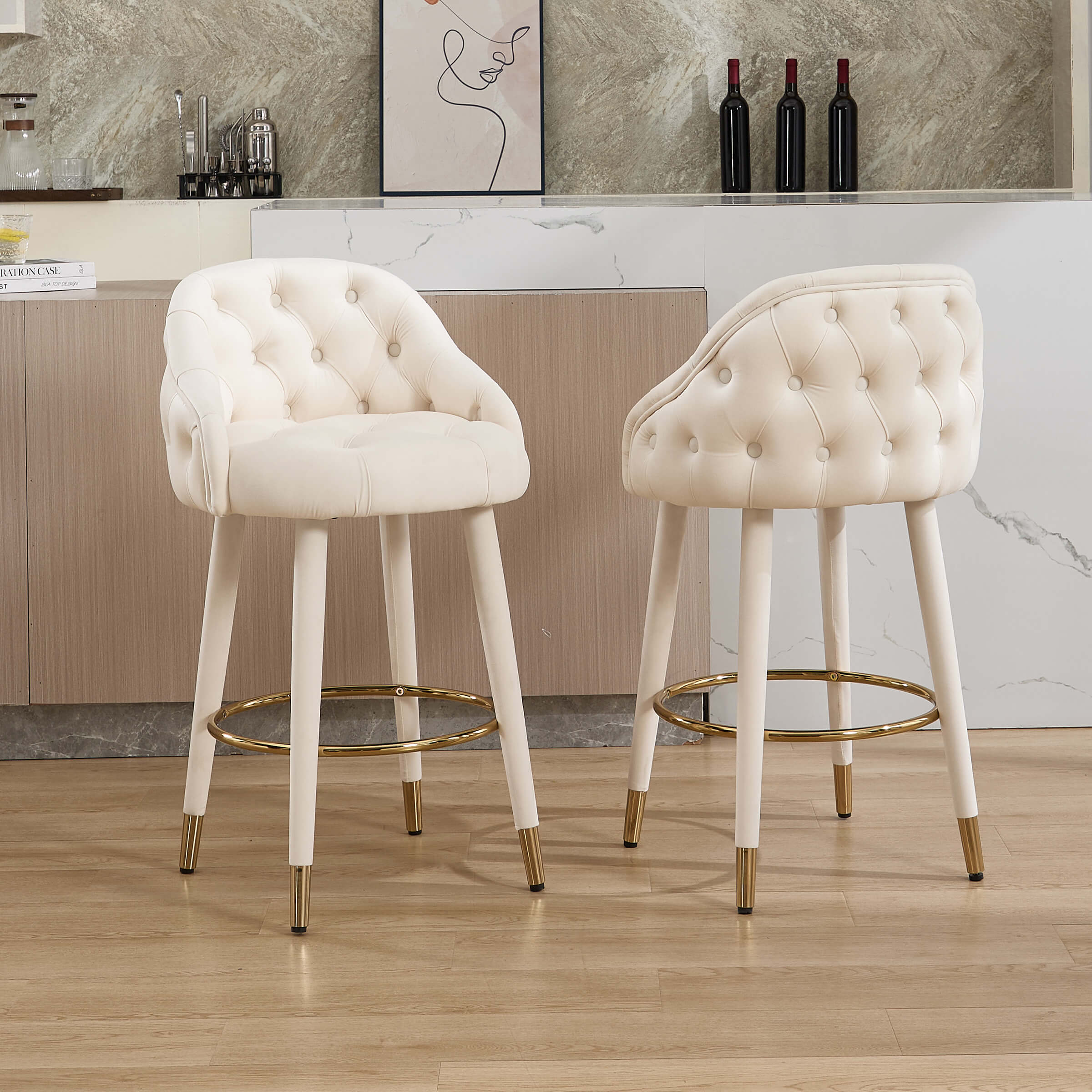 Velvet Counter Height Bar Stool with Back - 2429CS