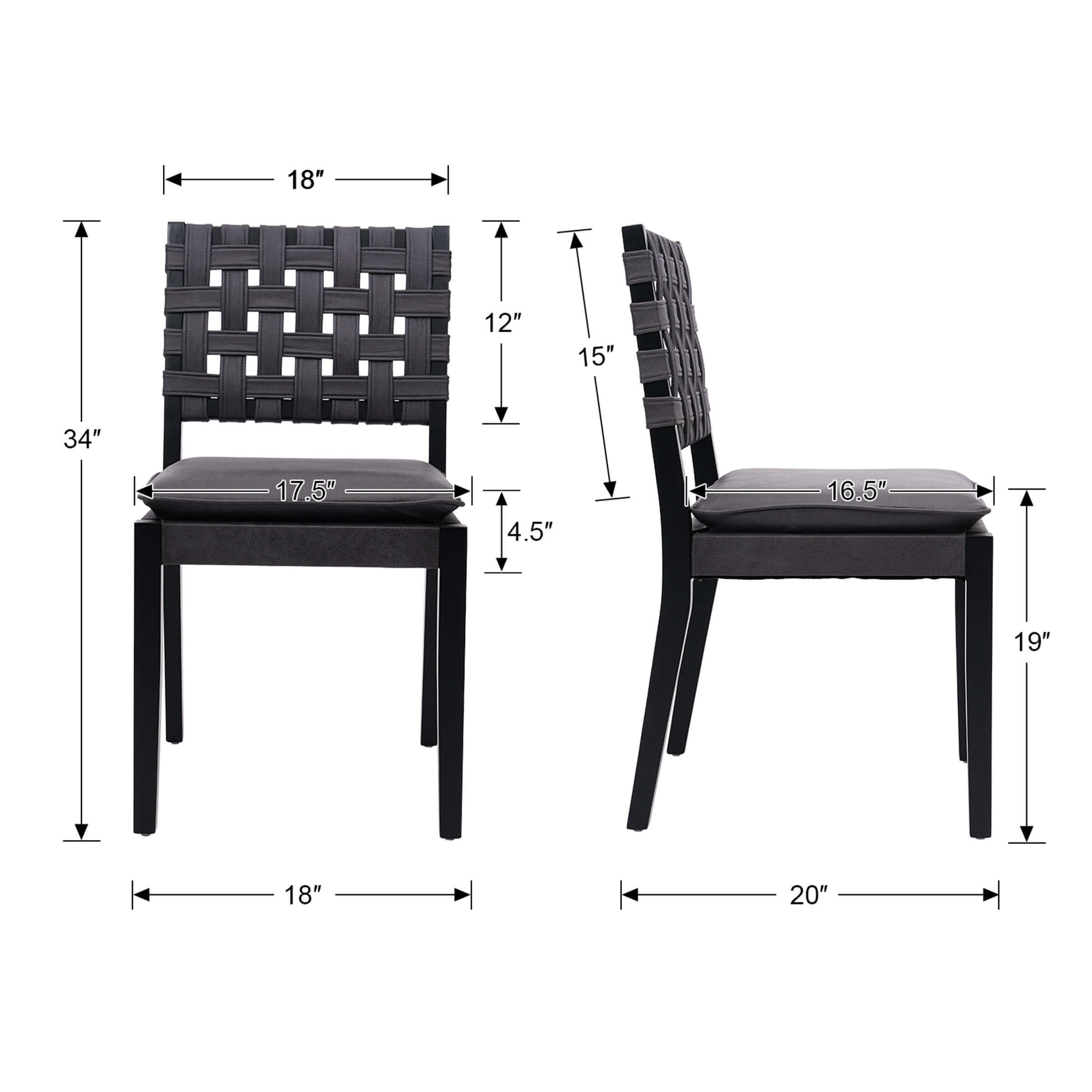 Woven Rattan Dining Chairs Set of 2 - 5080DC