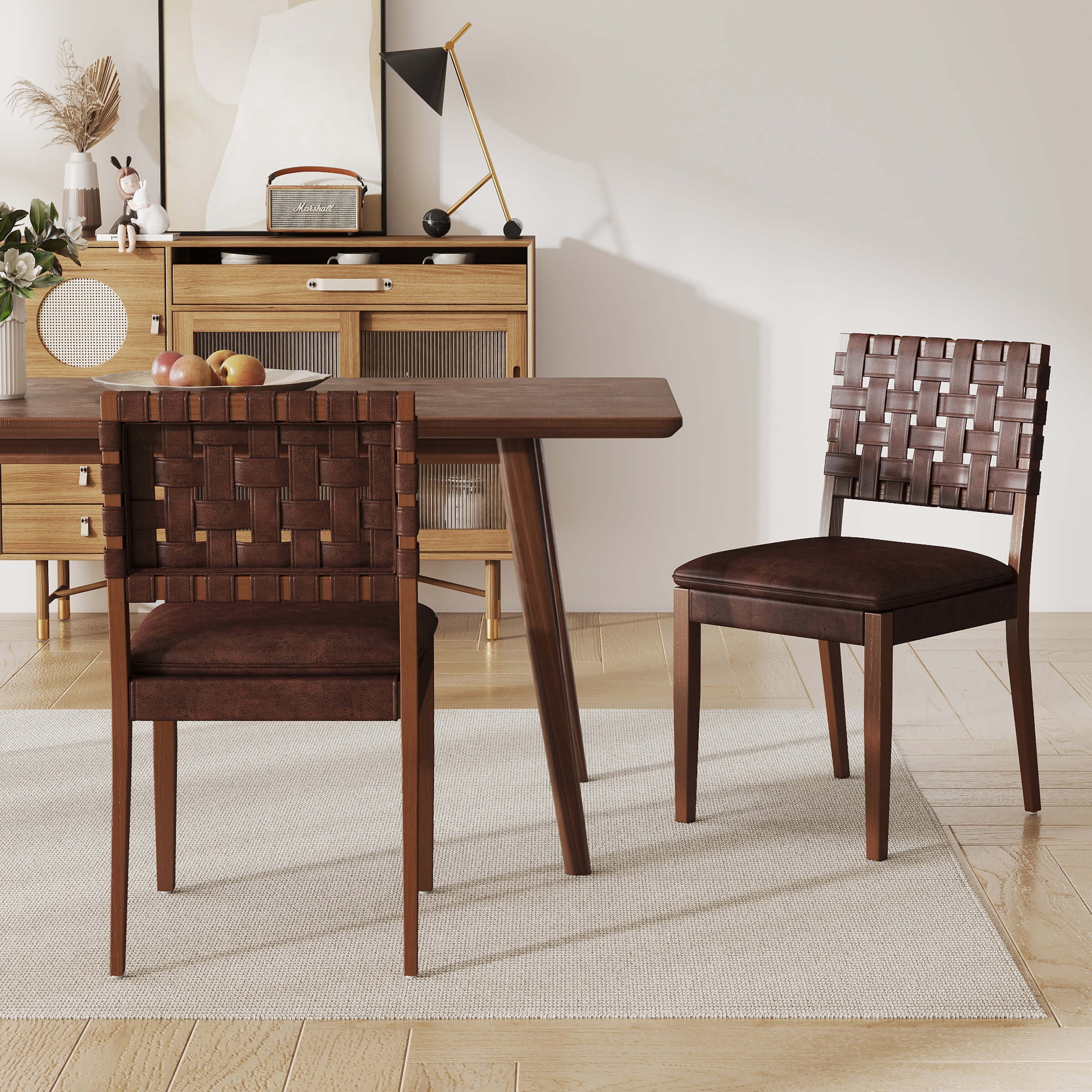 Woven Rattan Dining Chairs Set of 2 - 5080DC