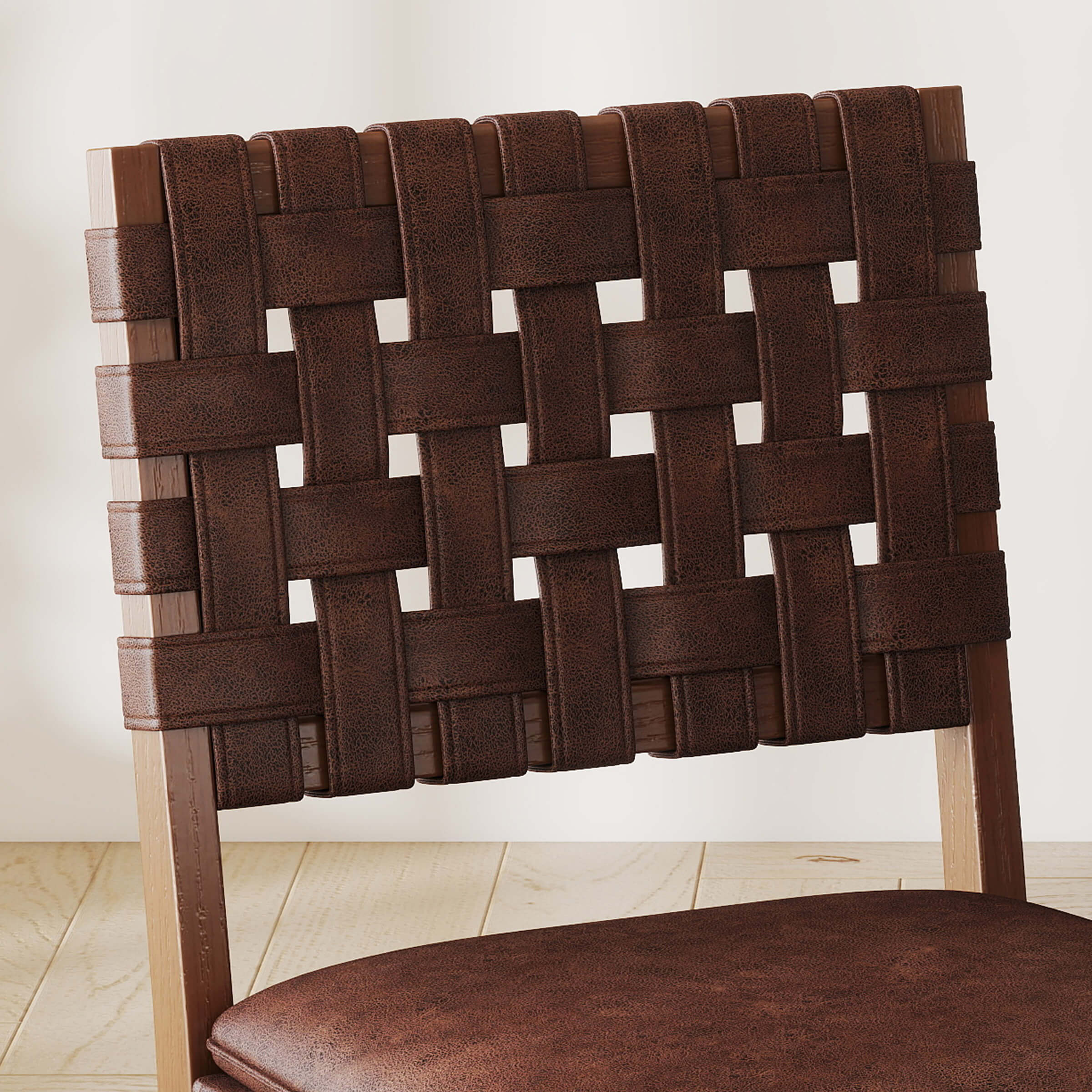 Close-up of brown leather cushion