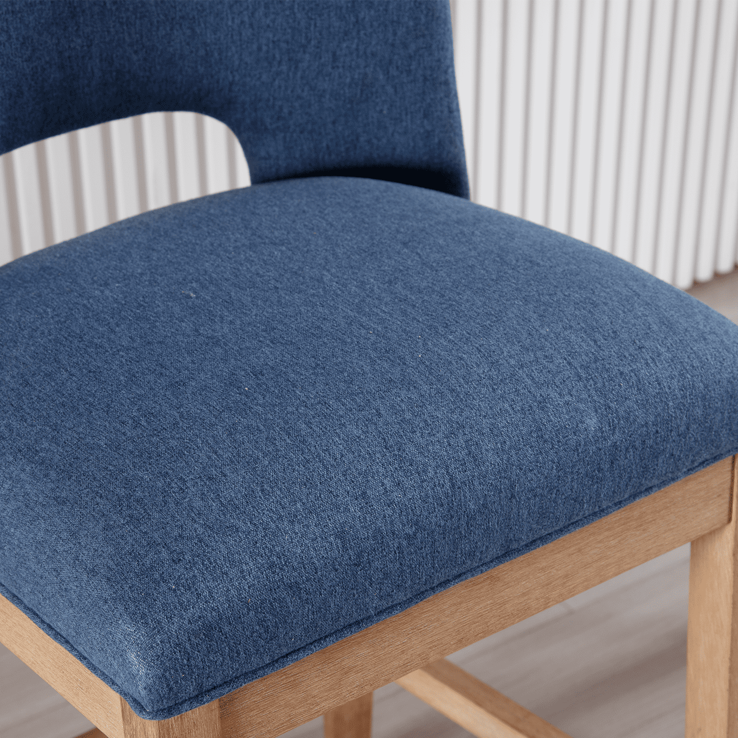 Blue upholstery close-up edge