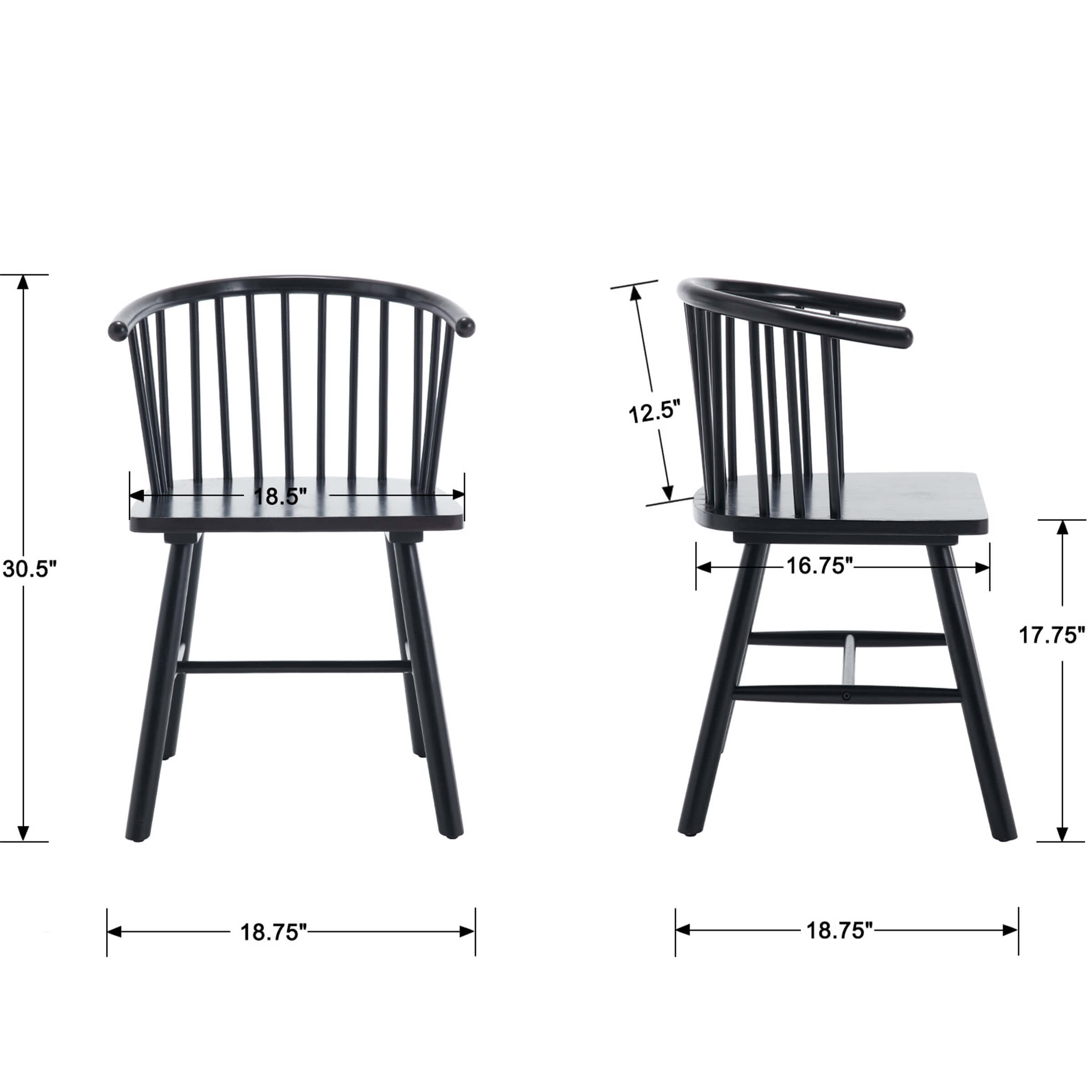 Kmax Curved Back Wood Dining Chair Set of 2 - DC01DC