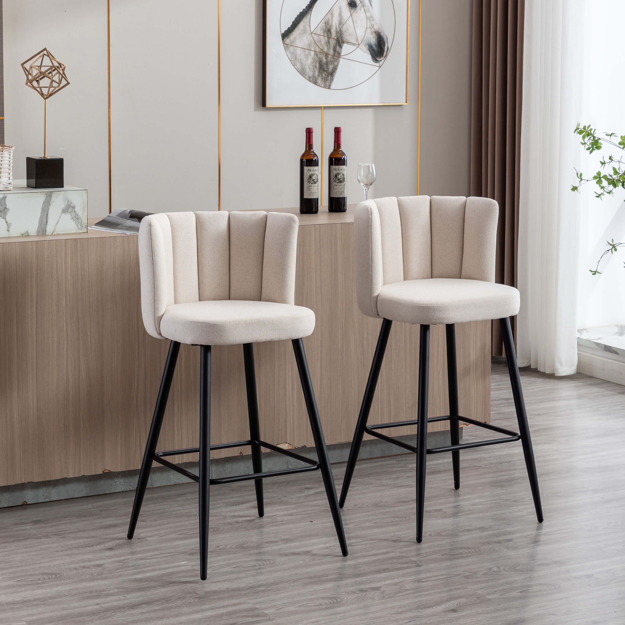 CHICAURA 26"H Counter Stools With Gold Metal Legs Set of 2 - 9029CS