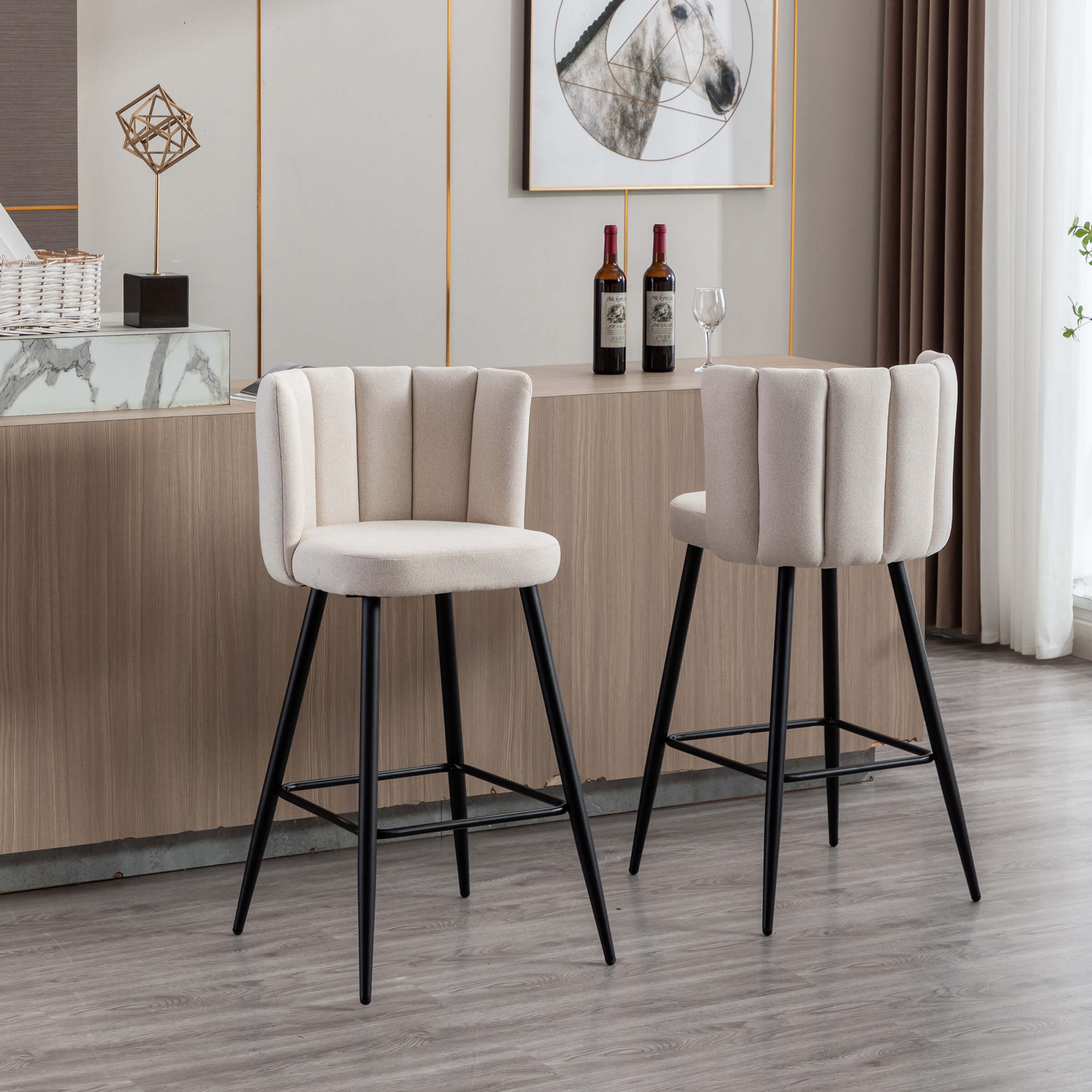 CHICAURA 26"H Counter Stools With Gold Metal Legs Set of 2 - 9029CS