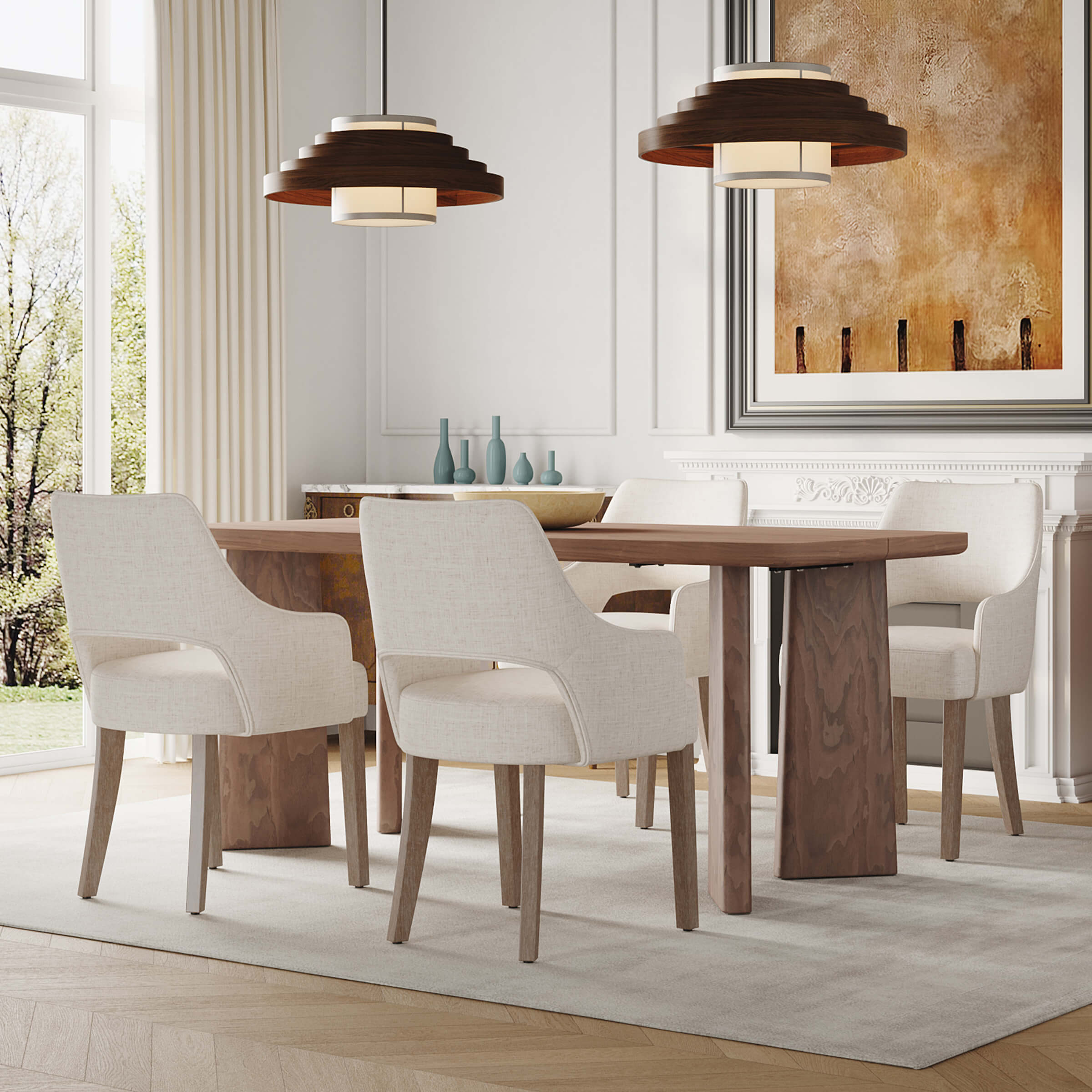 CIMOTA Cutout Back Upholstered Dining Armchair Set of 2 - 7550