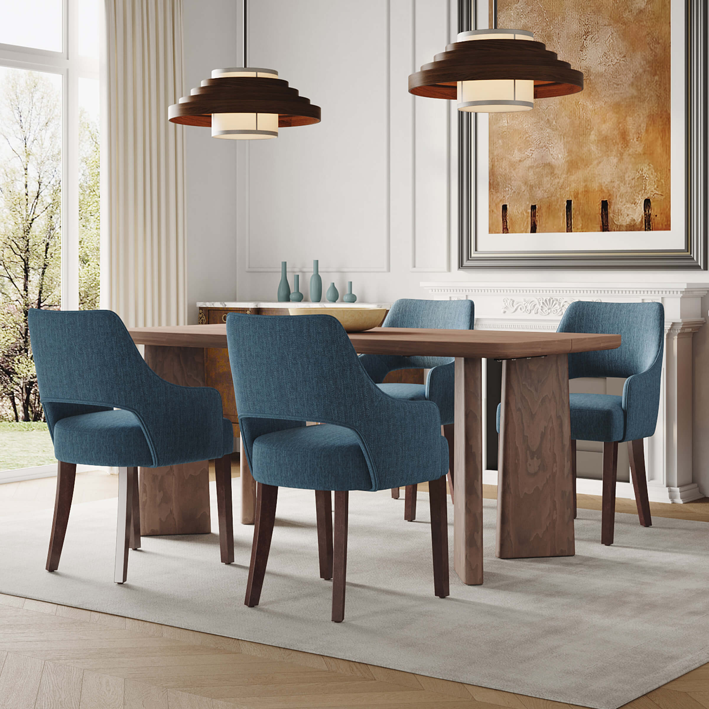 CIMOTA Cutout Back Upholstered Dining Armchair Set of 2 - 7550