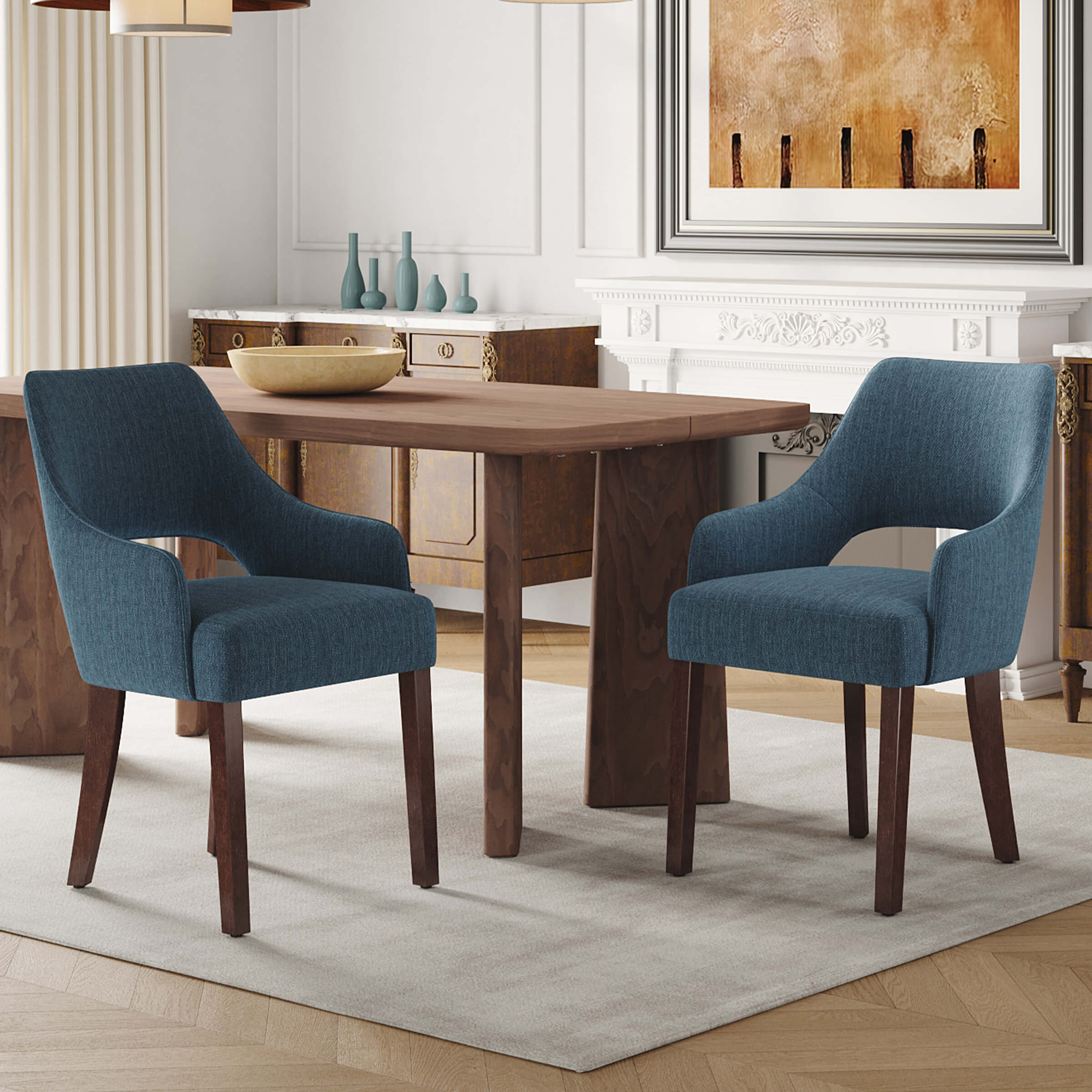 CIMOTA Cutout Back Upholstered Dining Armchair Set of 2 - 7550