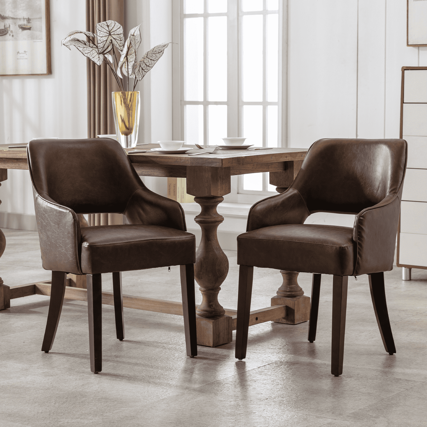 Chairus Cutout Back Upholstered Dining Armchair Set of 2