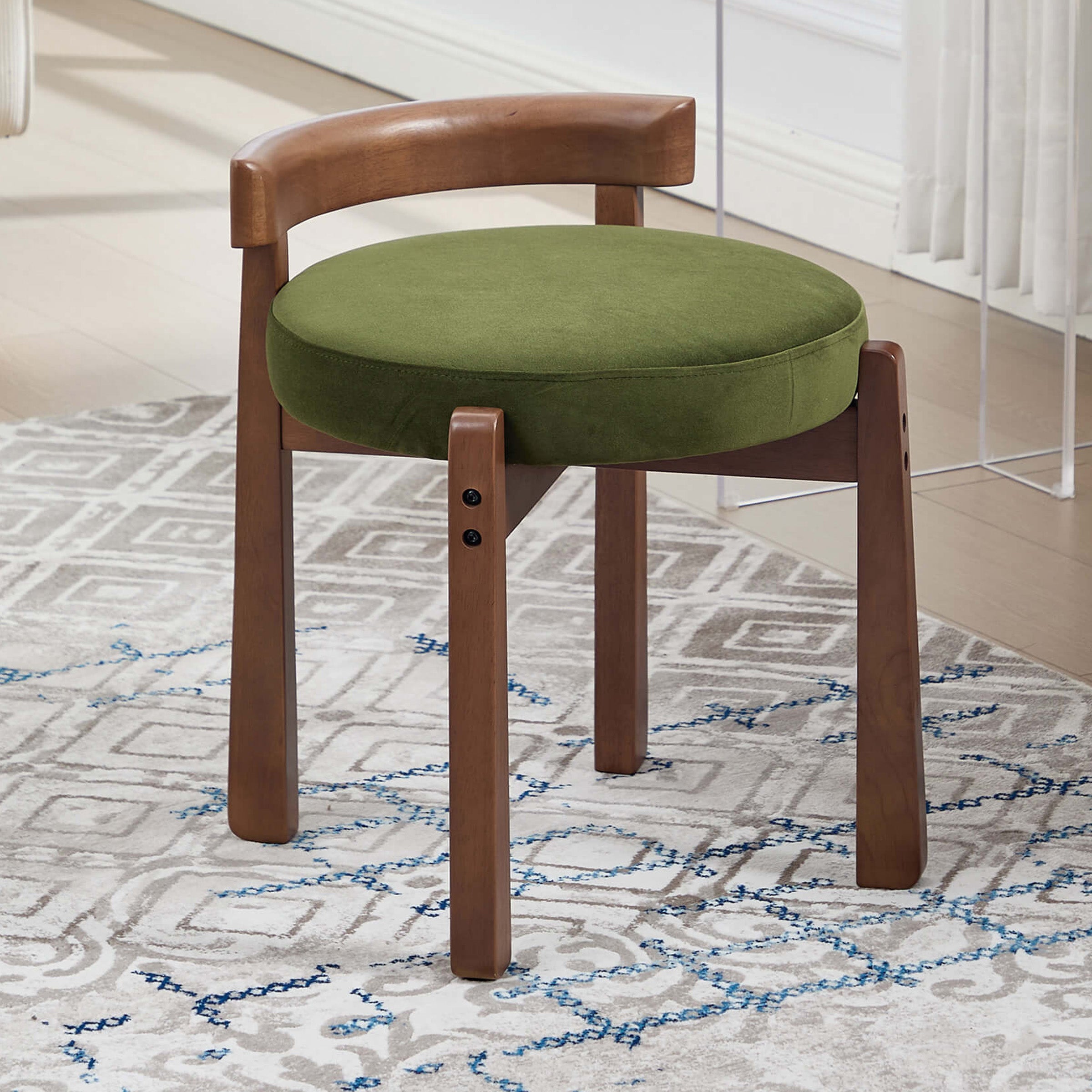 Modern Wood Upholstered Vanity Ottoman Chair - 2654OT | CHAIRUS