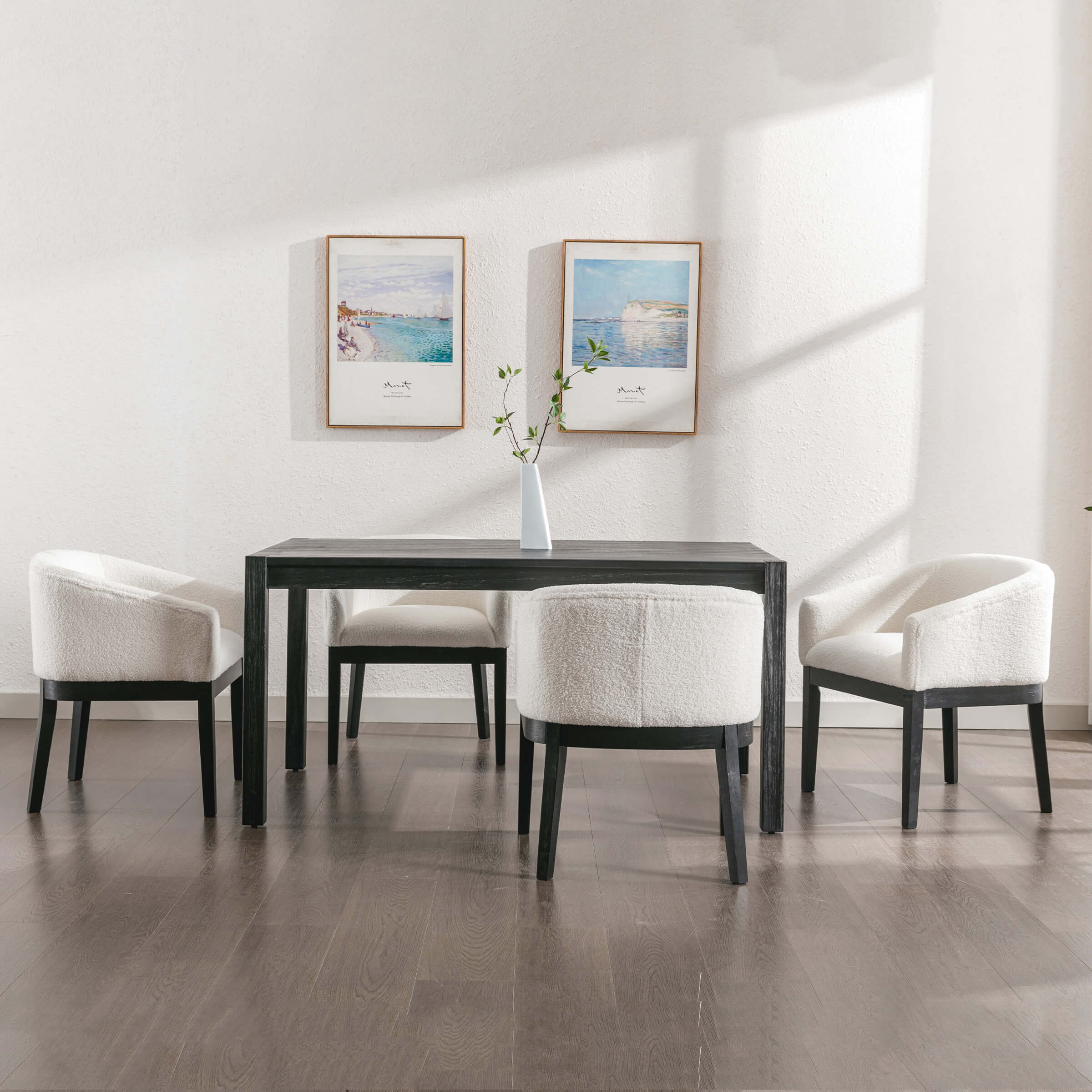 Set of 4 beige upholstered chairs