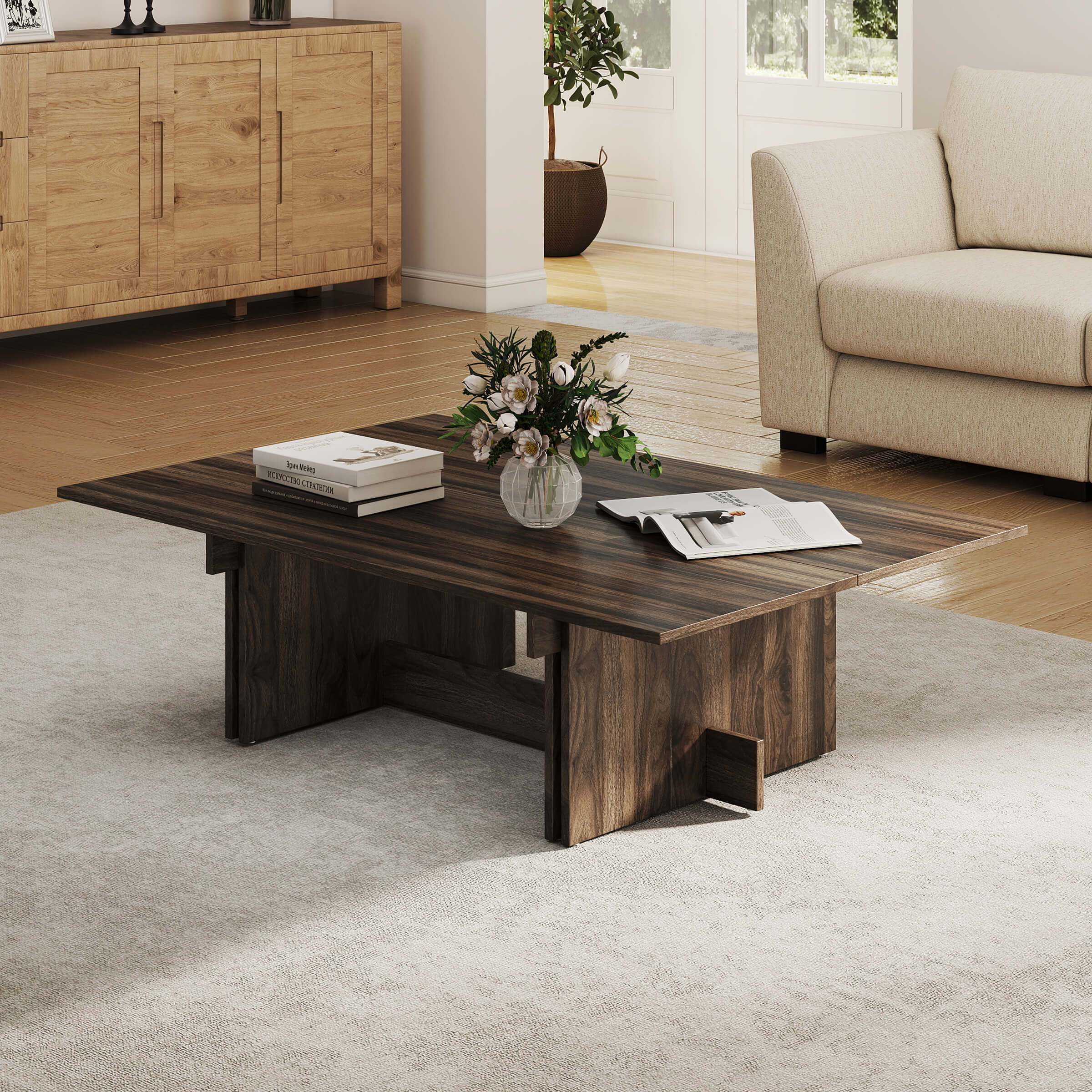 EALSON Mid Century Wood Coffee Table - 10225CT